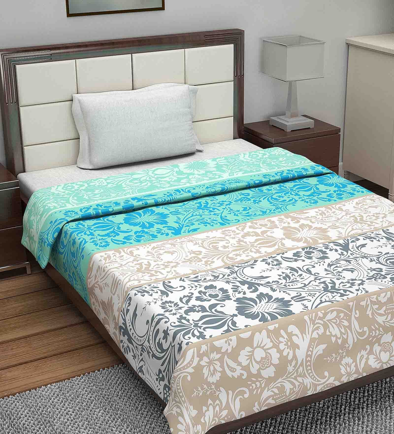 Green Floral Cotton 120 GSM Single Bed Dohar