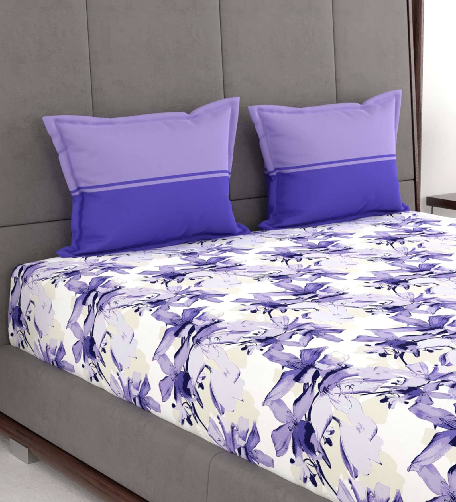 Karba (100x88) Cotton 120 TC Double Bedsheet with 2 Pillow Covers