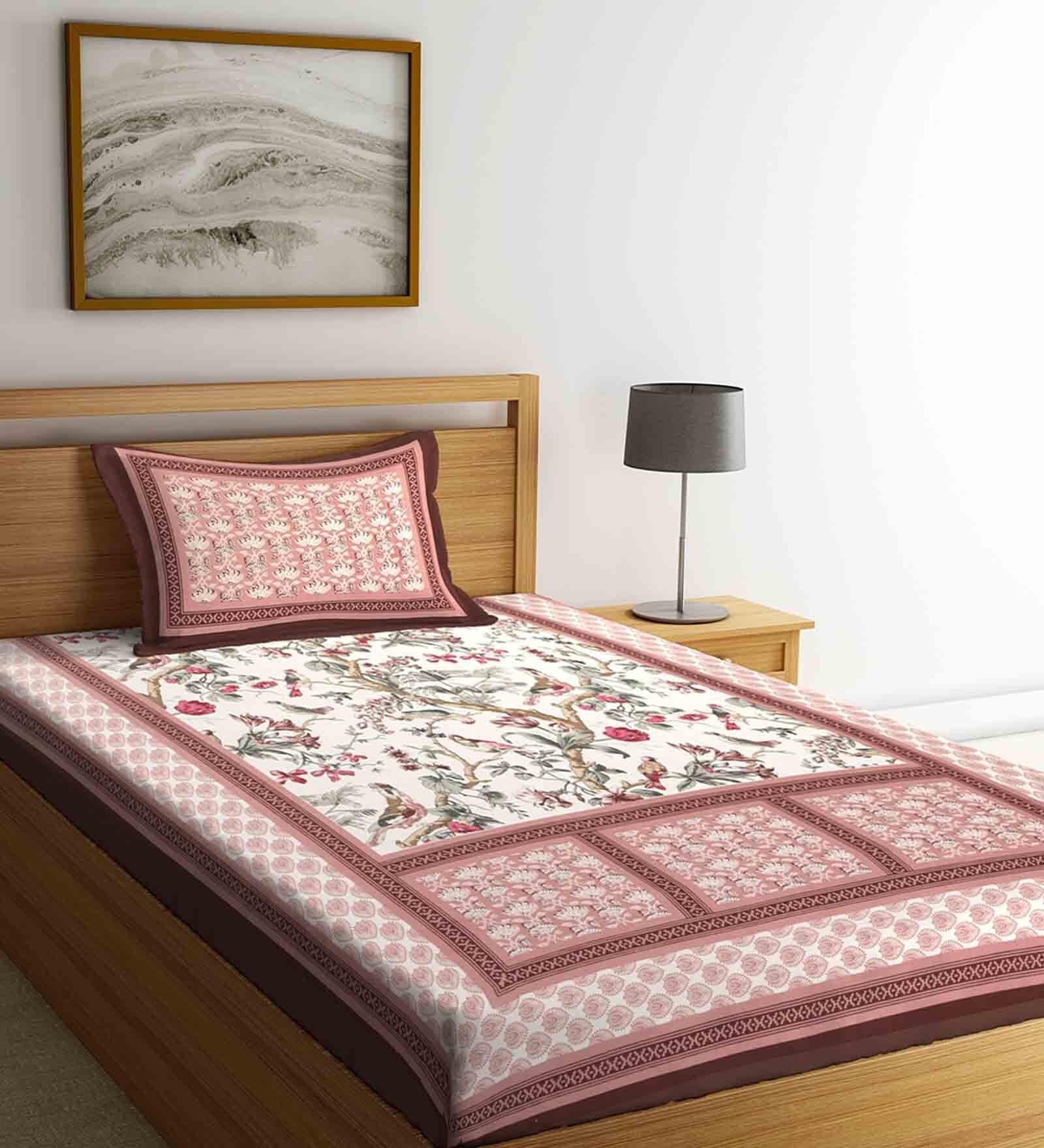 Buy Red Floral 144 Tc Cotton 1 Single Bedhseet With 1 Pillow Cover By Rajasthan Decor At 71 Off 4641