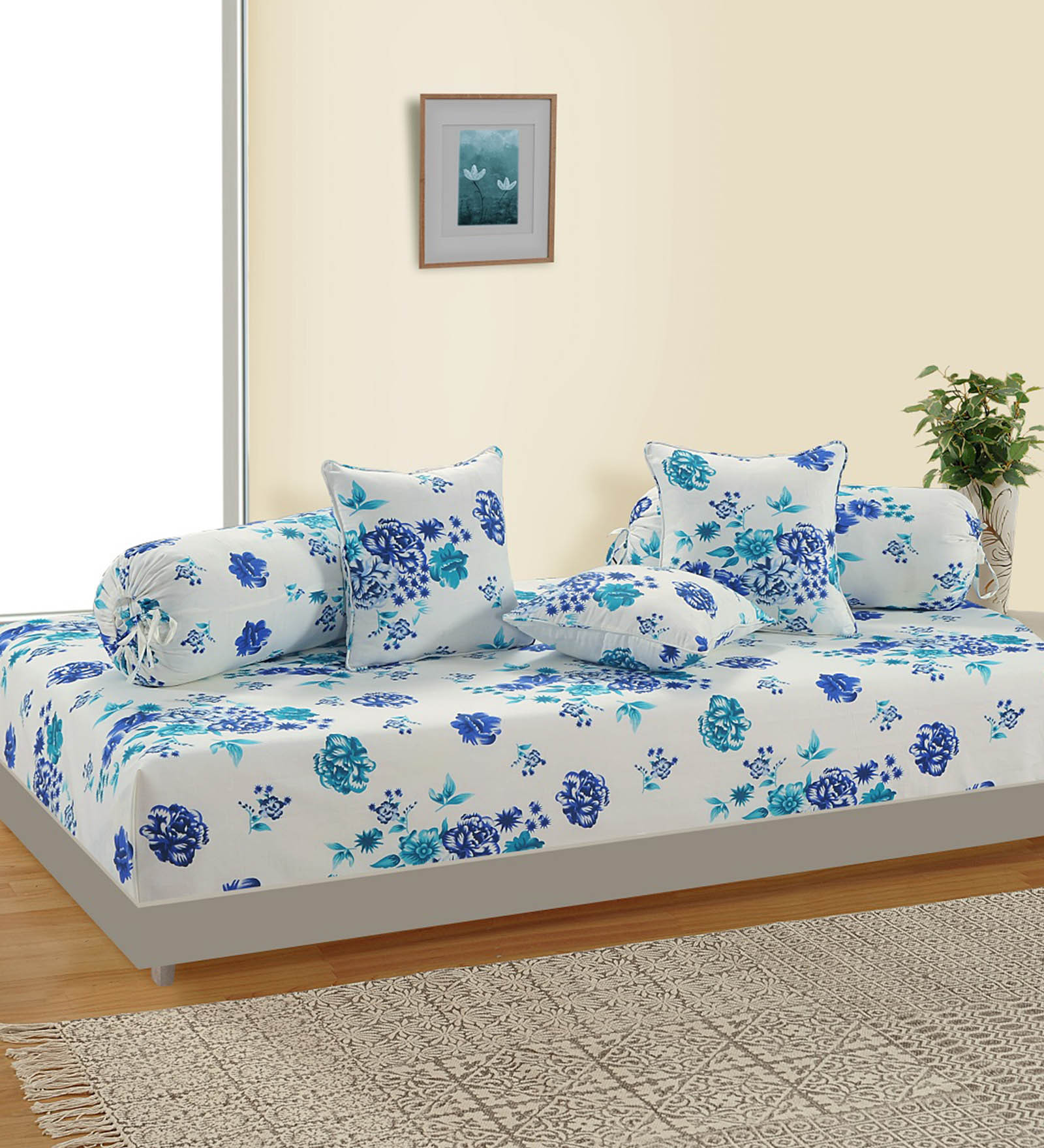Cotton 160 TC 6 Piece Diwan Set