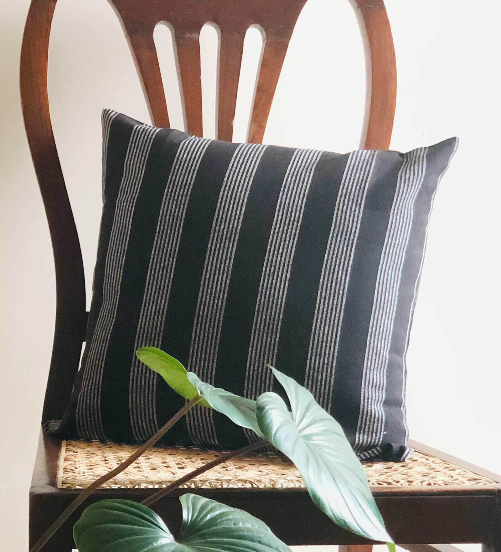 Buy Multicolor Striped Cotton 0 x 0 Inches Cushion Cover by Vermilion