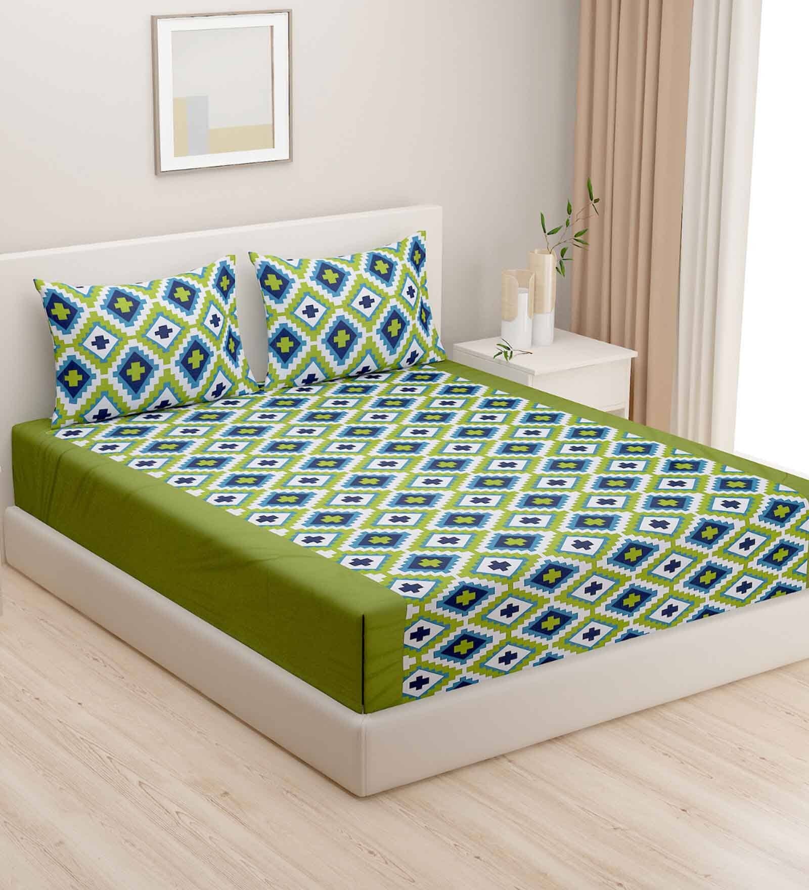 Cotton 200TC Double Bedsheet with 2 Pillow Covers