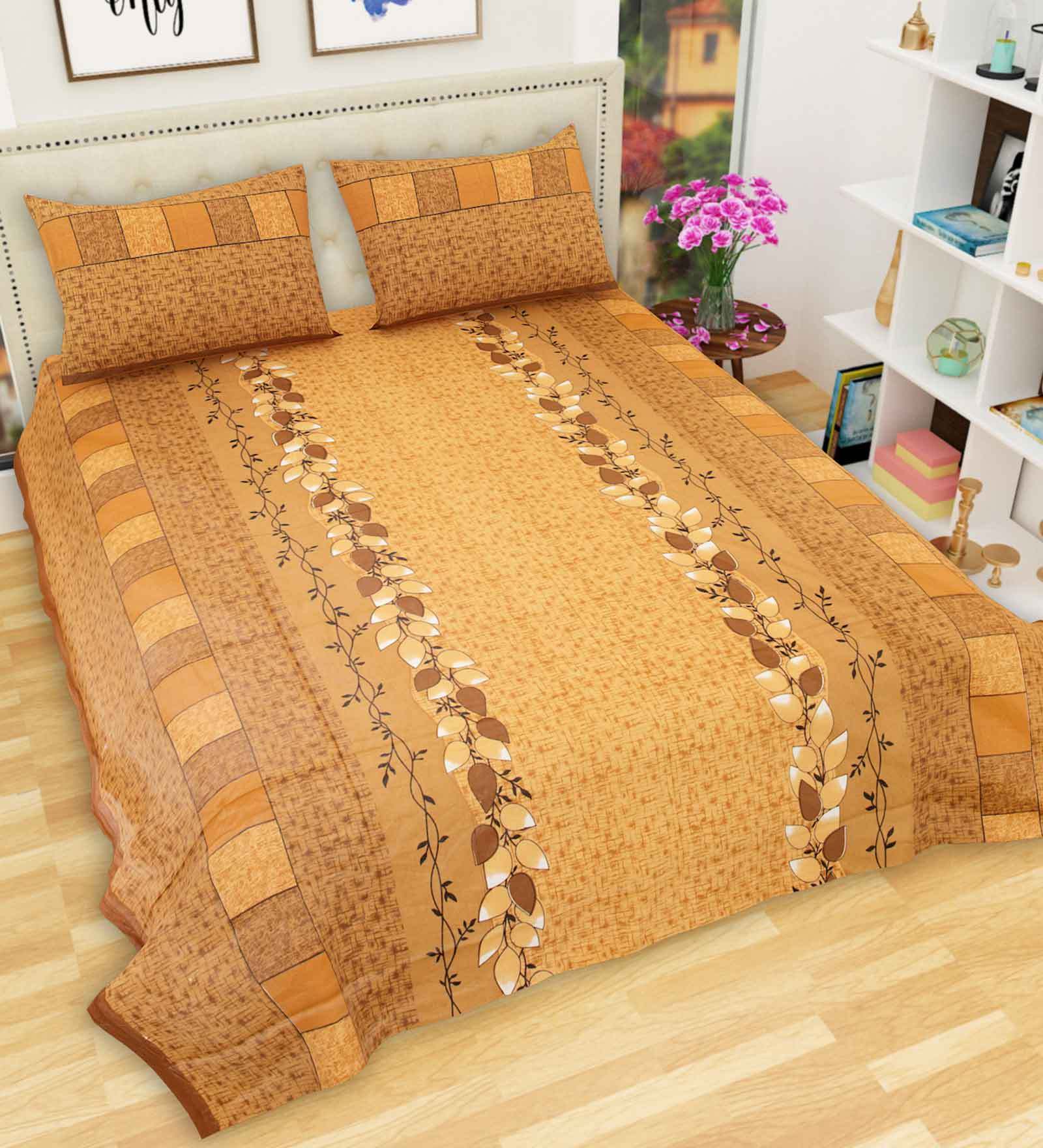 Red - Cotton Bagh Print Double Bedsheet with Pillow Covers 10 main image 0