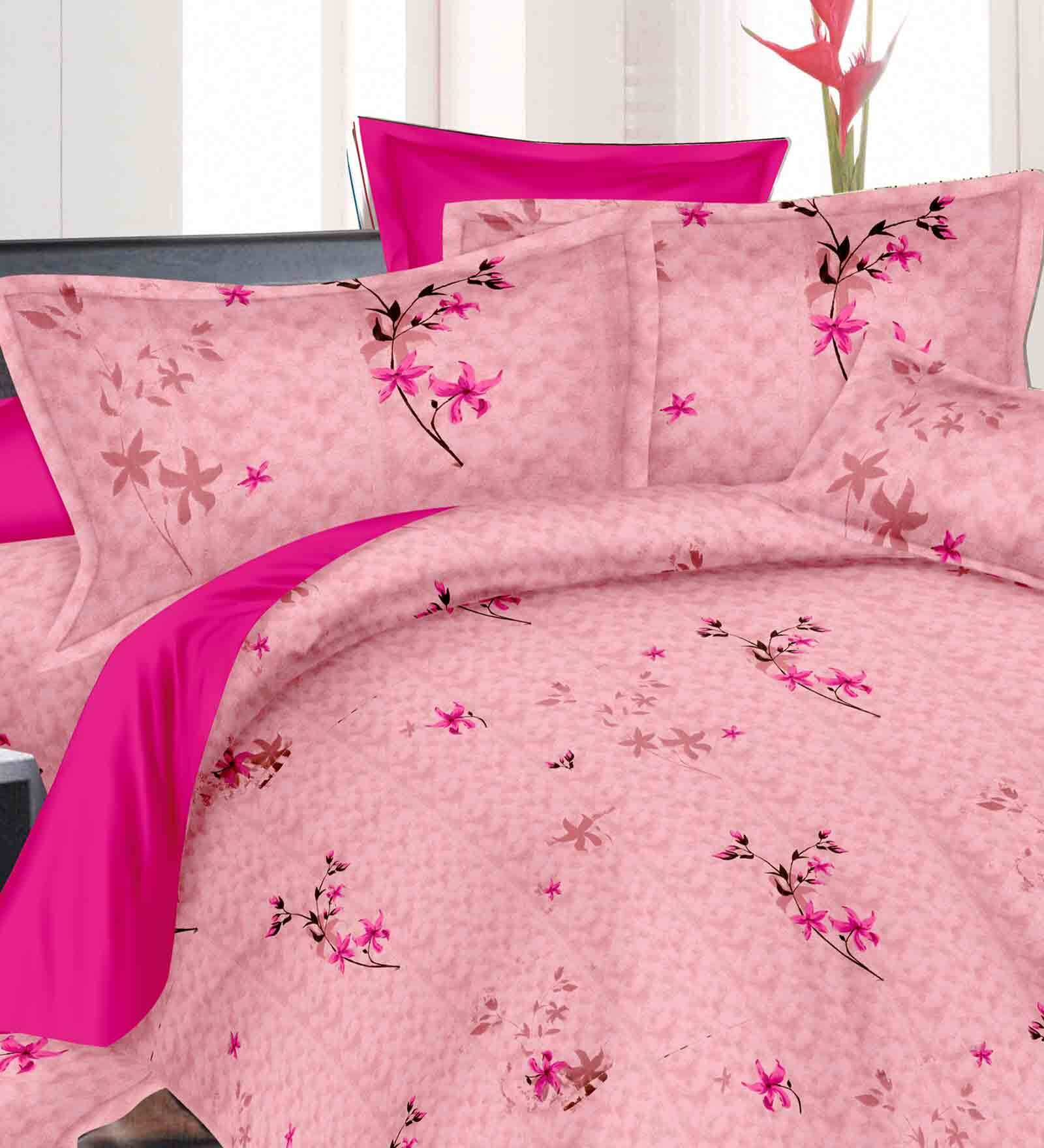 Buy Cotton 210 Tc Super King Bedsheet with 2 Pillow Cover in Brown