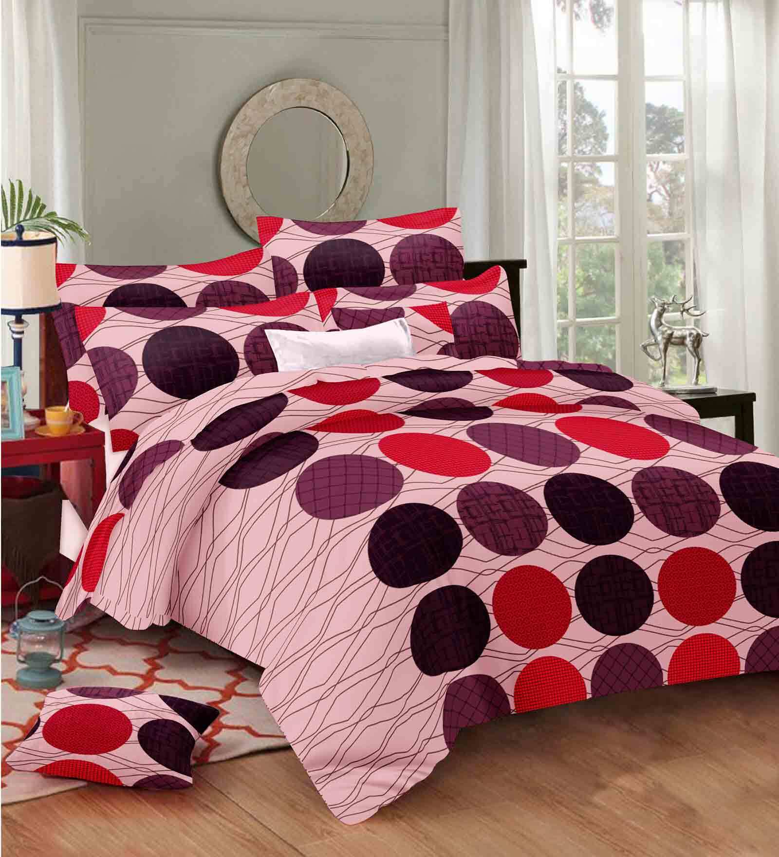 Buy Cotton 210 Tc Super King Bedsheet with 2 Pillow Cover in Multicolor