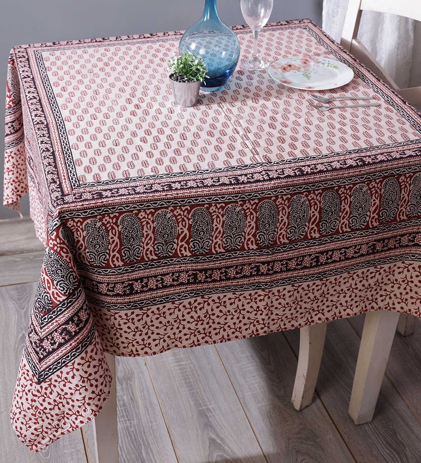 Alistair (60x60) White & Red Cotton Table Cloth