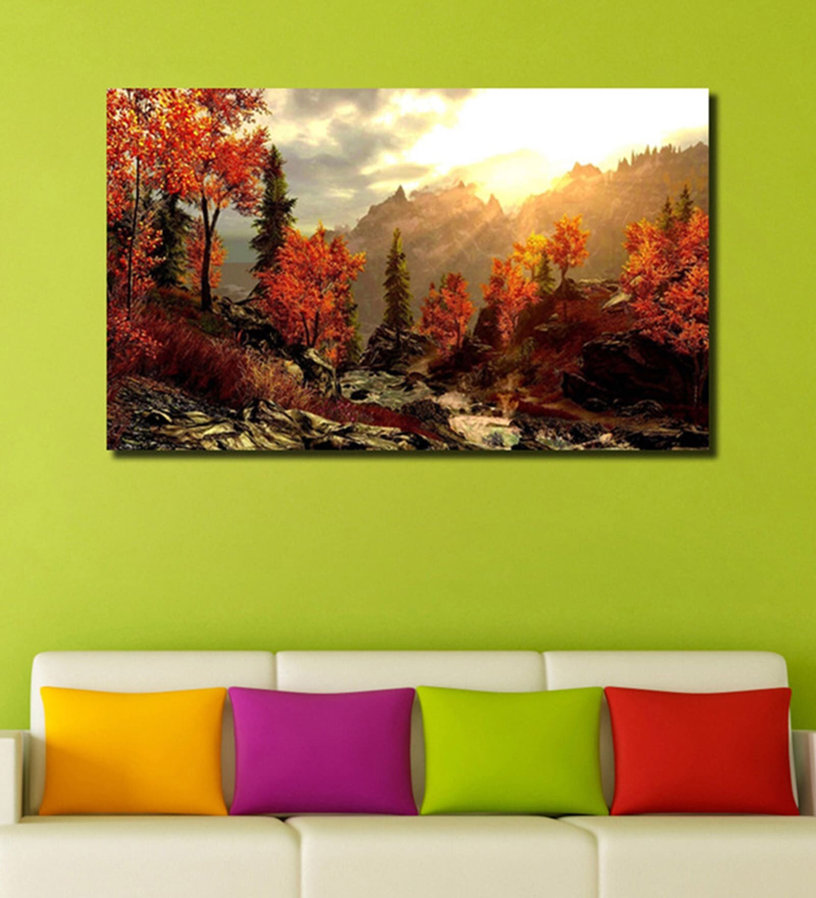 Buy Cotton Canvas 60 x 0.4 x 36 Inch Abstract Forest Tree Painting ...