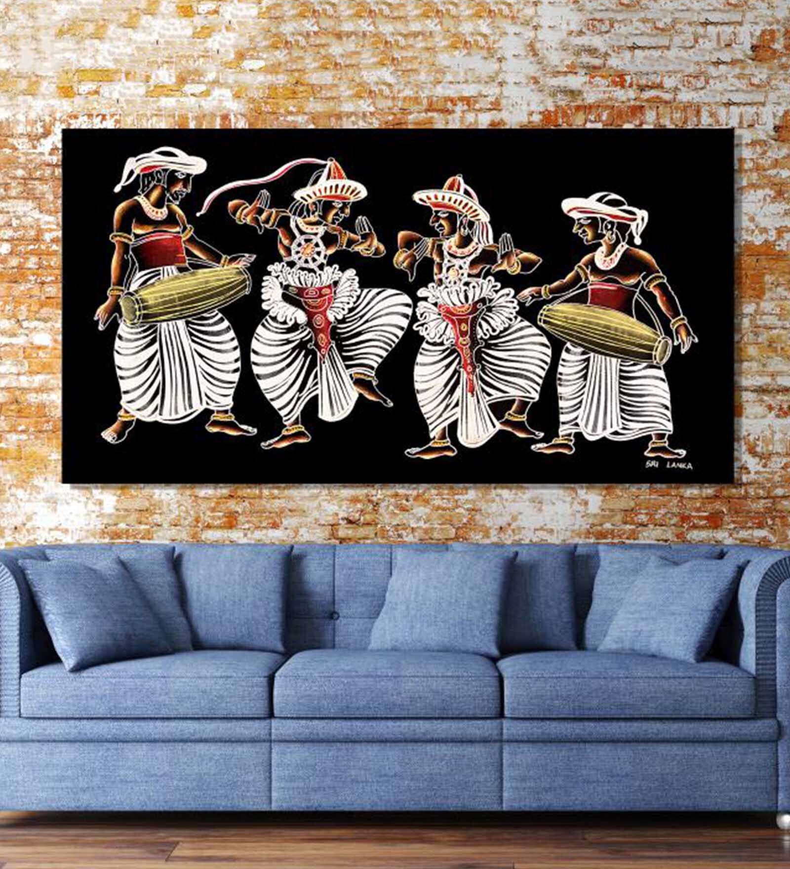 Buy Cotton Canvas 72 x 1.5 x 48 Inch Srilanka Tranditial Framed Digital