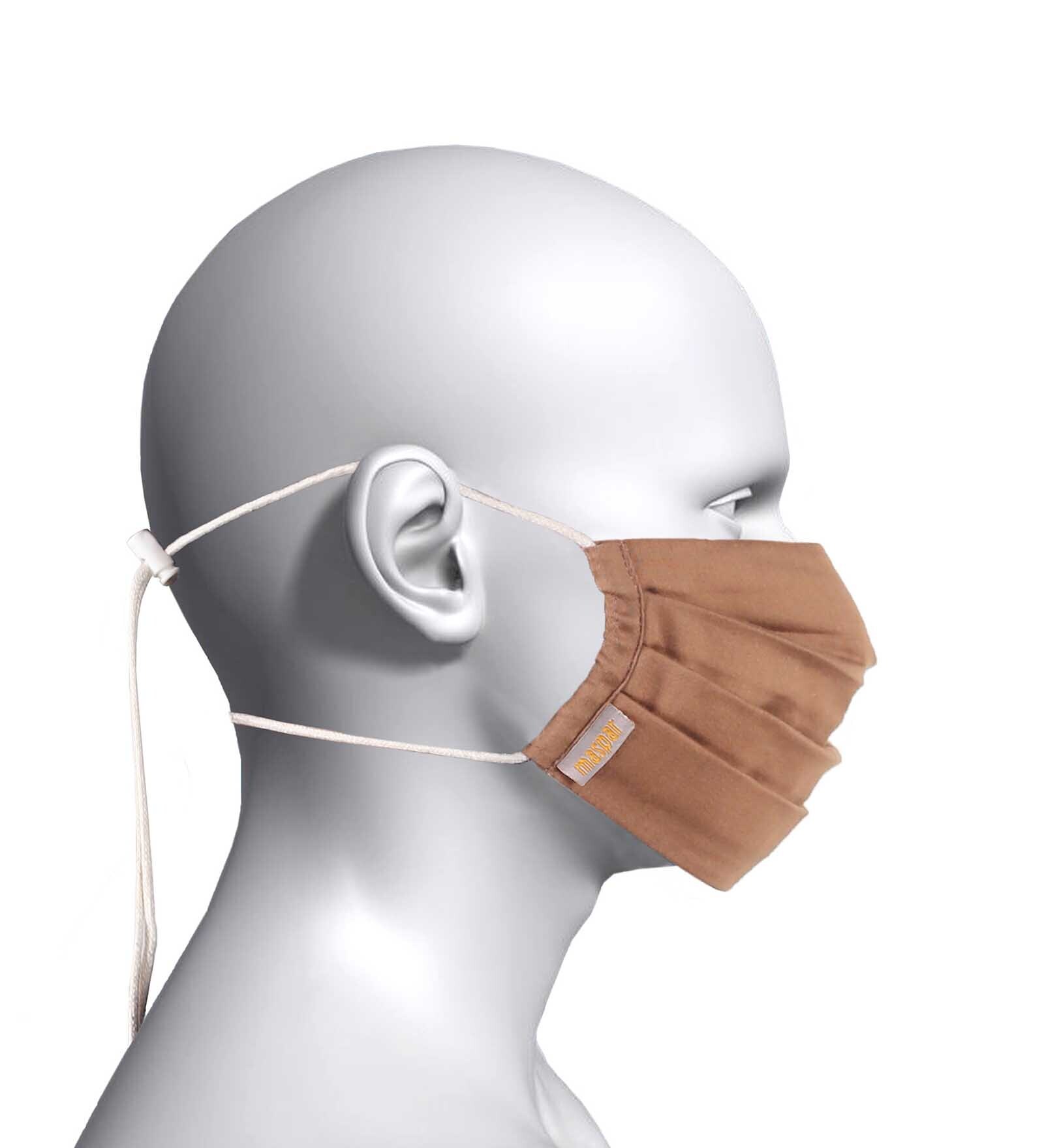 Buy Cotton Cloth Face Mask in Brown Color by Maspar Online Masks