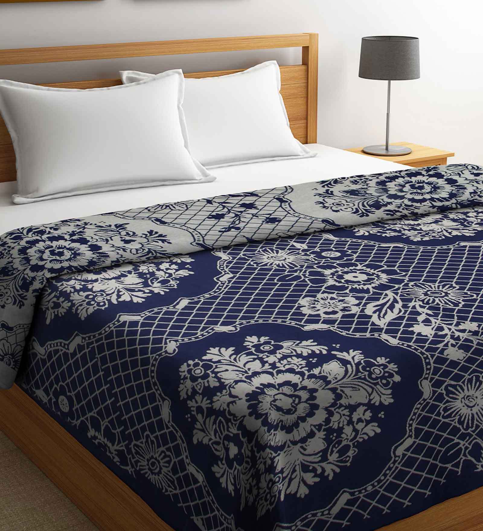 Blue Cotton 150 GSM Double Bed Ac Blanket