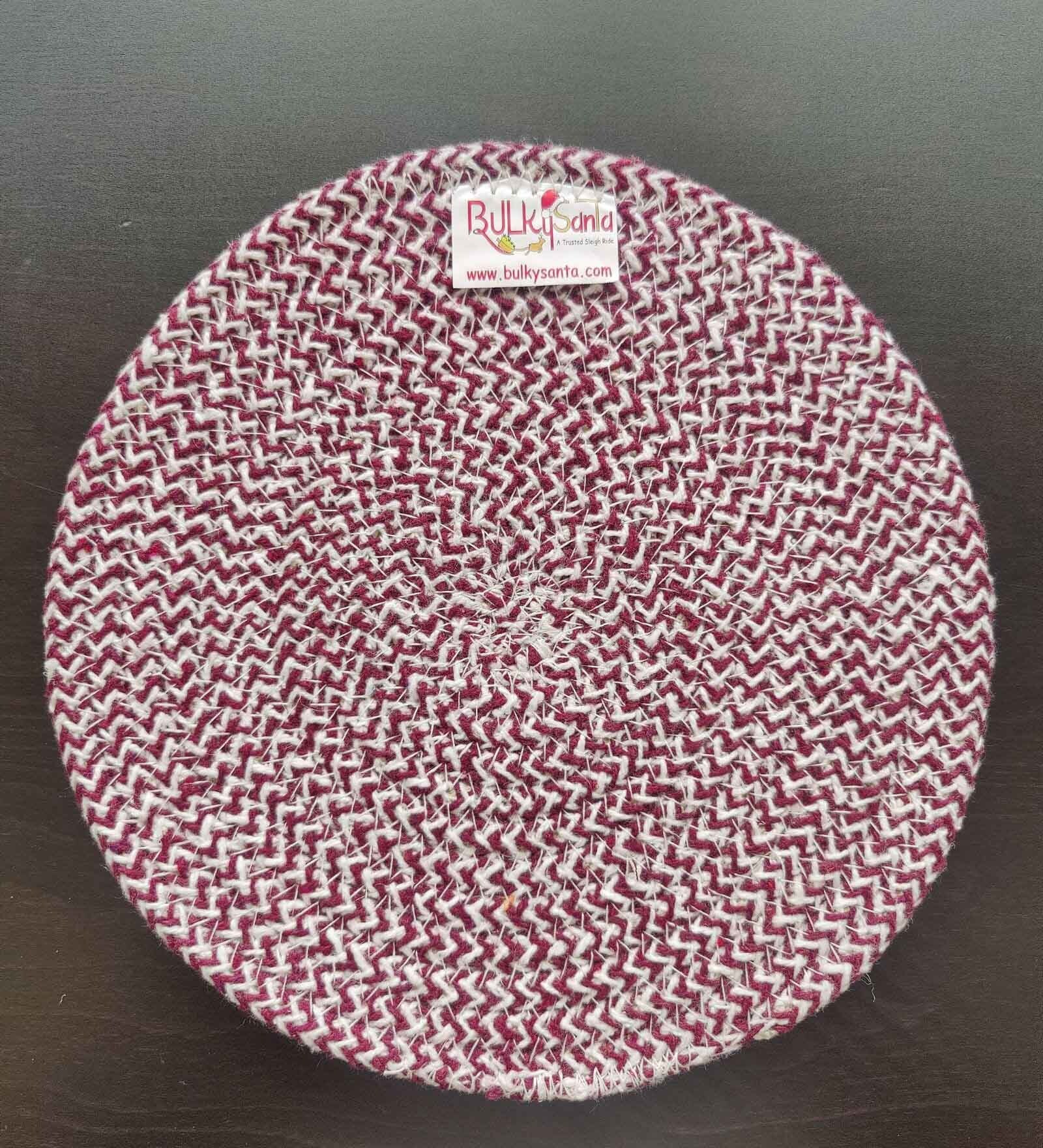 Maroon Cotton Round Shaped Dia 9 Placemat