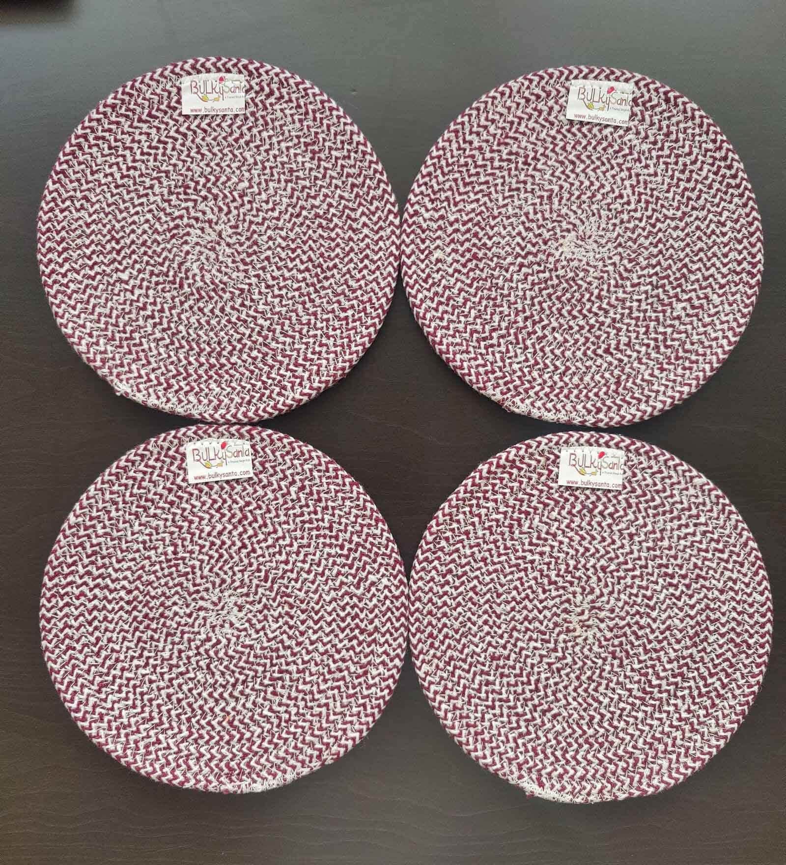Maroon Cotton Round Shaped Dia 9 (Set of 4) Placemat
