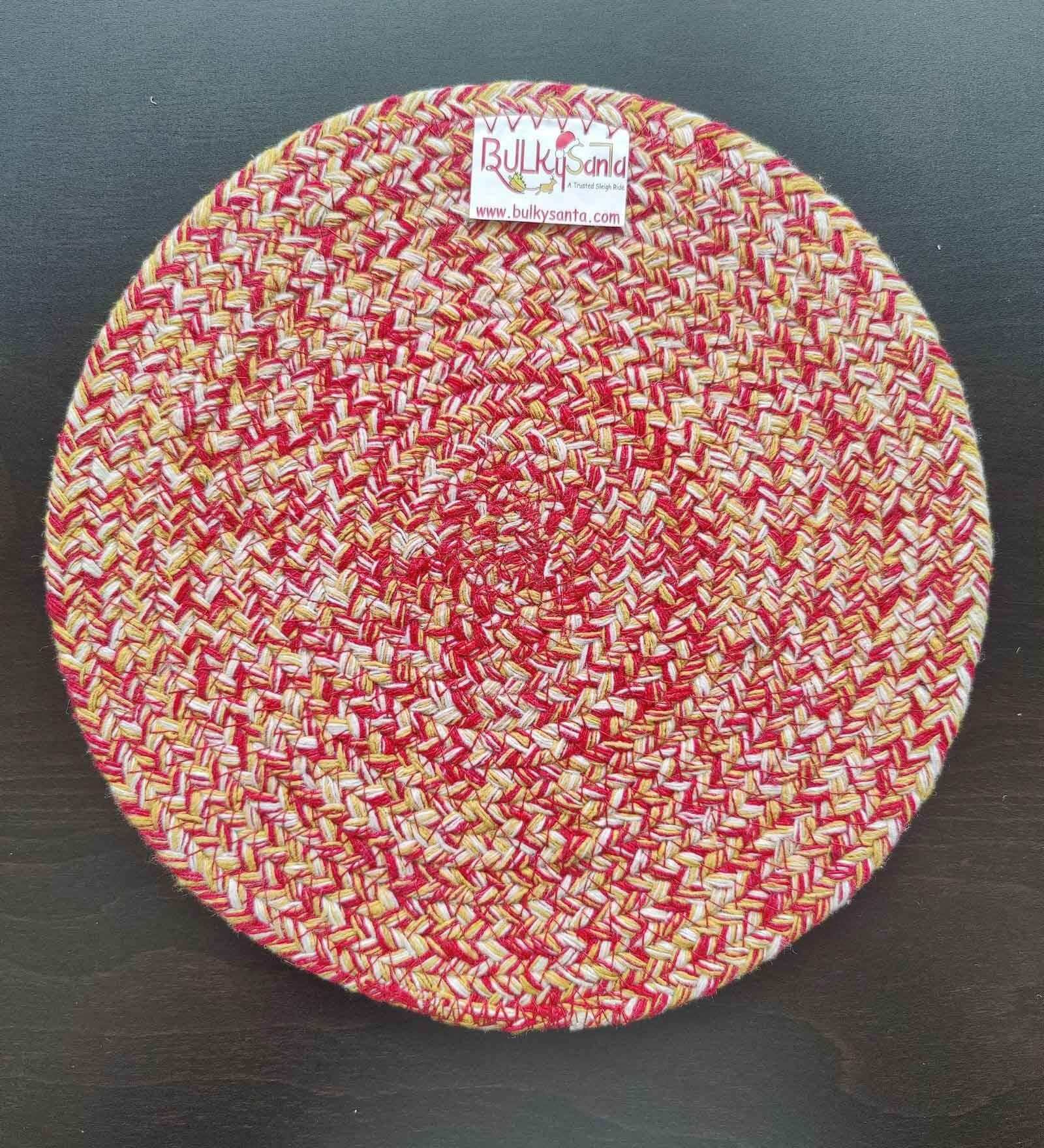 Red Cotton Round Shaped Dia 9 Placemat