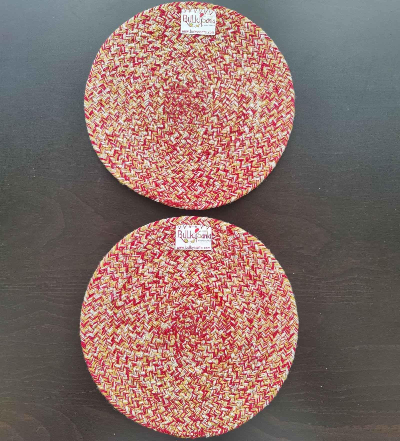 Red Cotton Round Shaped Dia 9 (Set of 2) Placemat