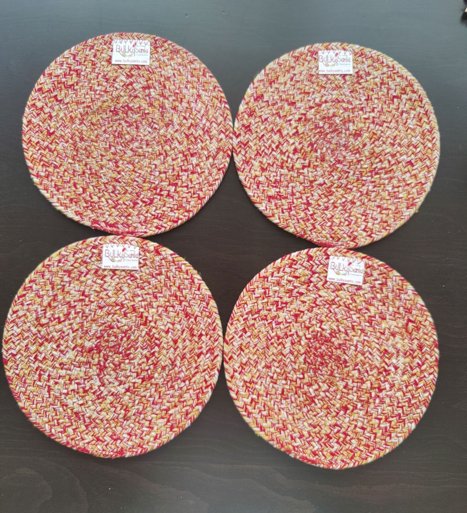 Red Cotton Round Shaped Dia 9 (Set of 4) Placemat