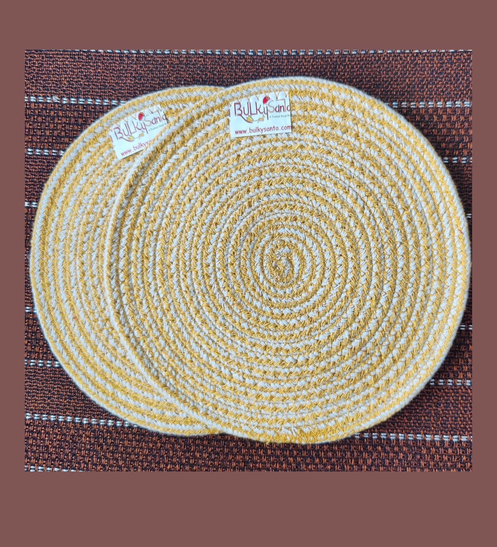 Yellow Cotton Round Shaped Dia 9 (Set of 2) Placemat
