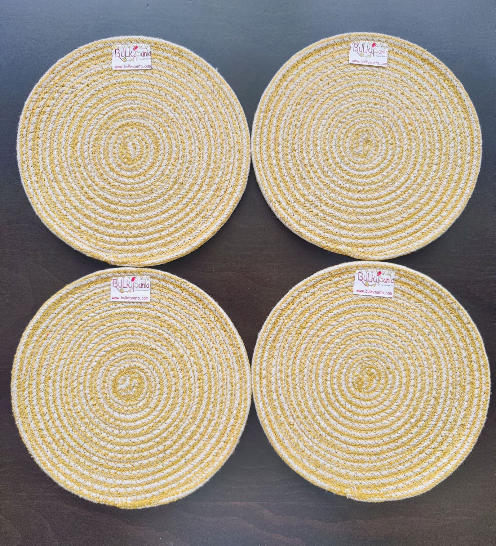 Yellow Cotton Round Shaped Dia 9 (Set of 4) Placemat