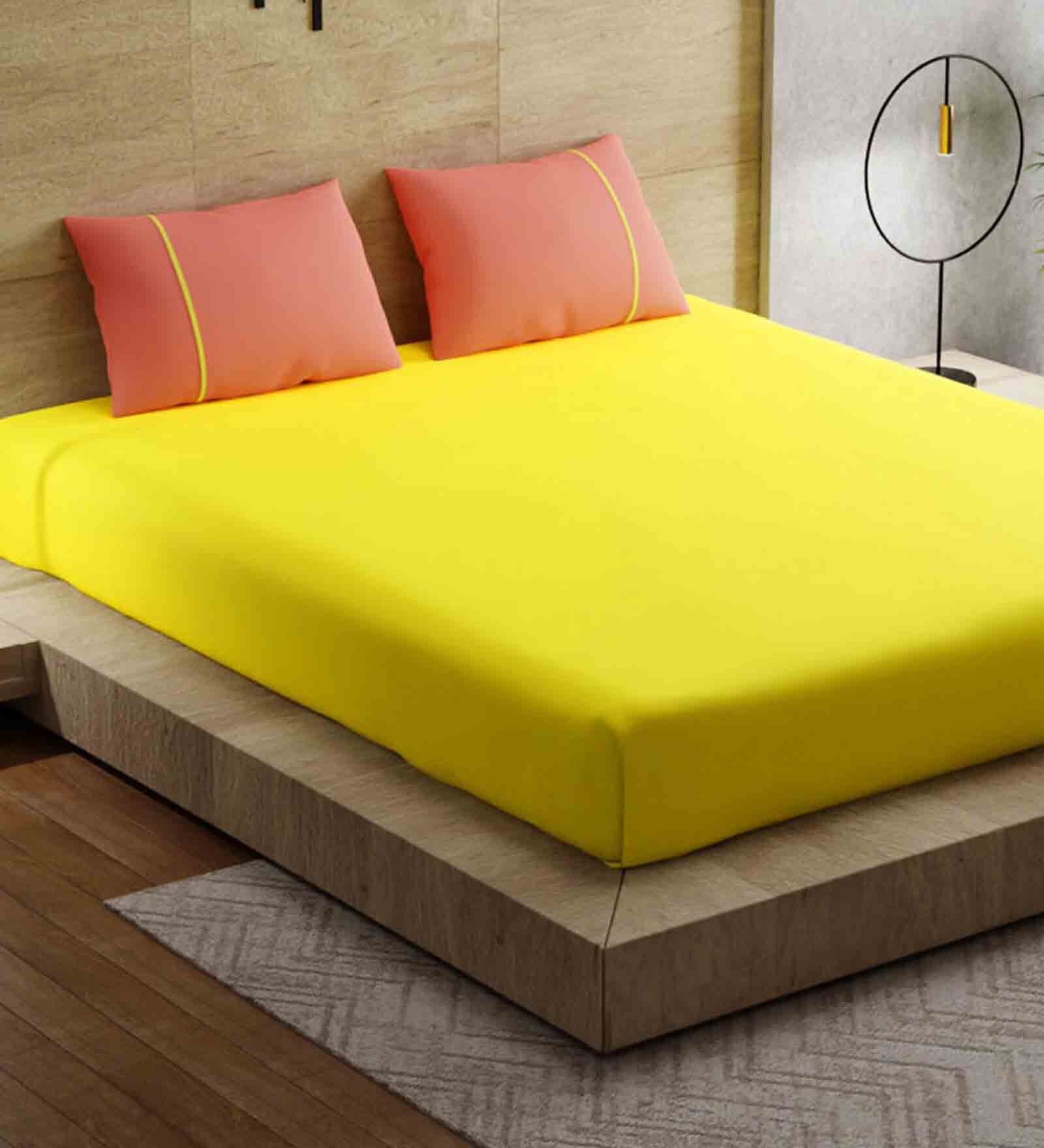 Buy Cotton Solid 144 TC 1 Double Bedsheet with 2 Pillow Covers by Stoa