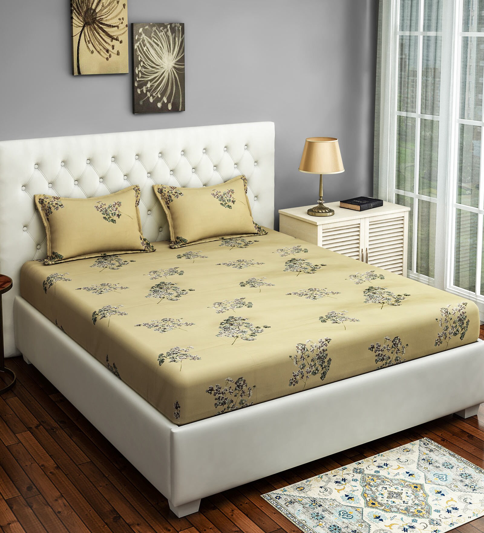 Sterlized Cotton 300TC Bacteria Free Double Bedsheet With 2 Pillow Covers