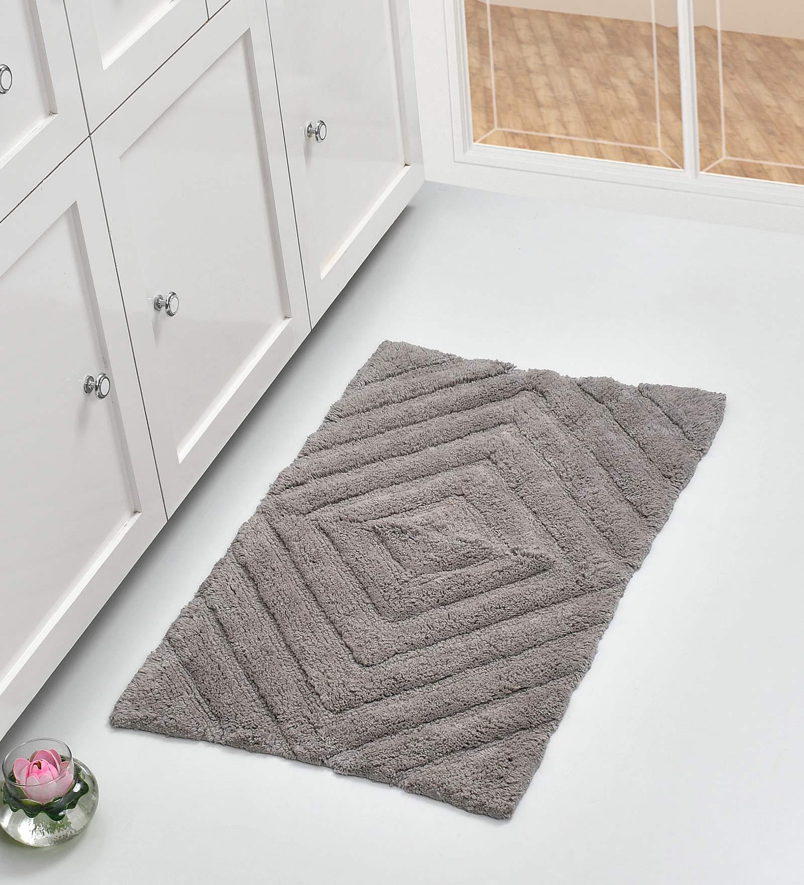 Grey Stripe Cotton 32x20 Inches Super Soft Bath Mat