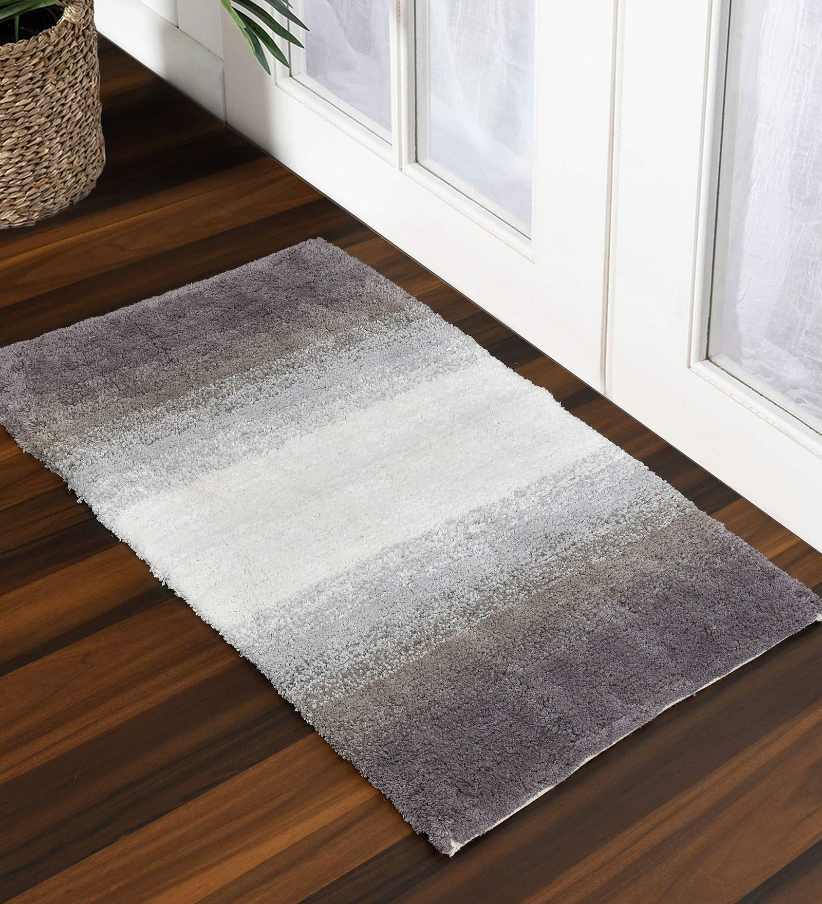 Grey Abstract Cotton 32x20 Inches Super Soft Bath Mat