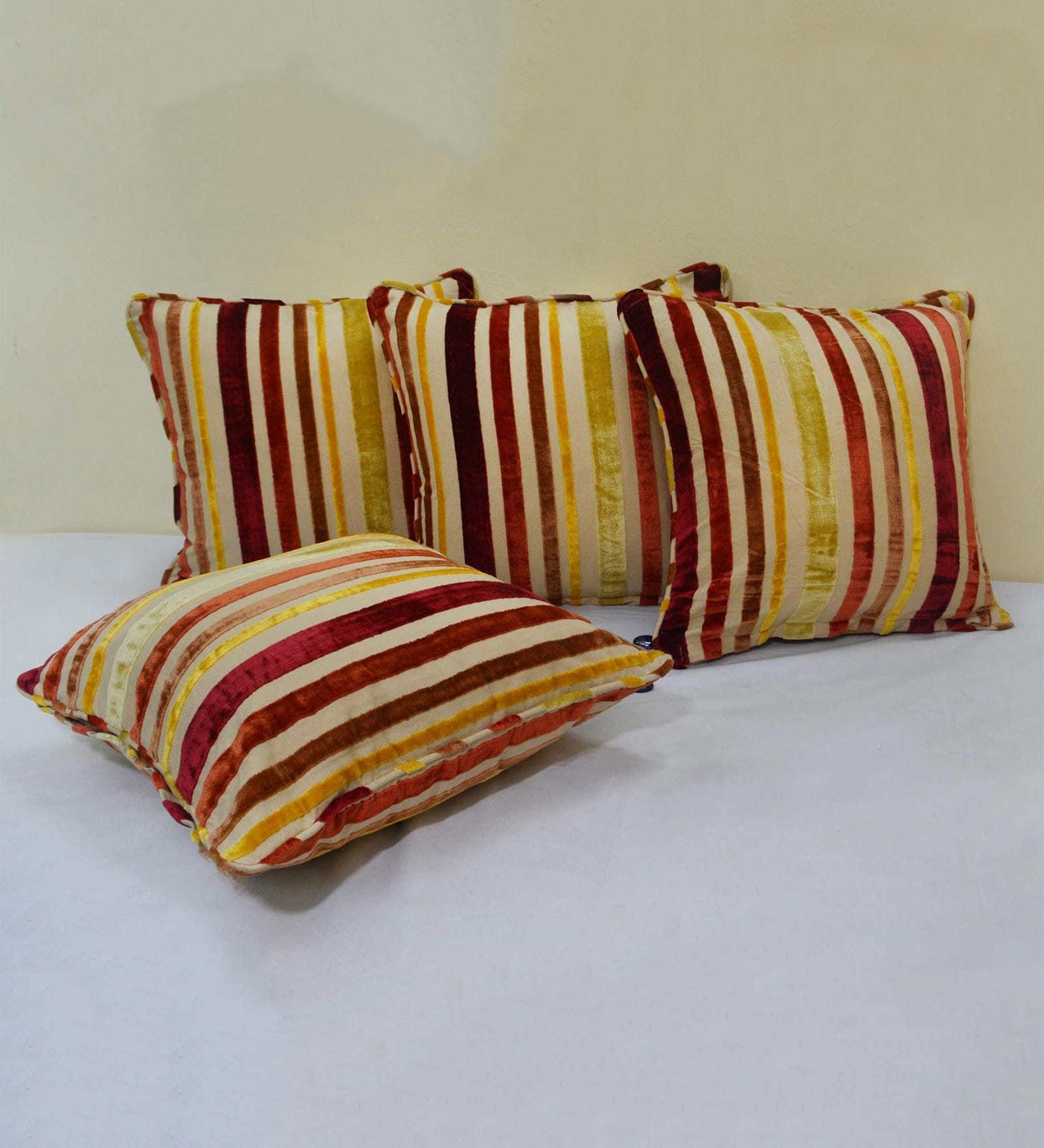 Buy Set of 4 Geometric Pattern Cotton Yellow Cushion Covers 18 x 18