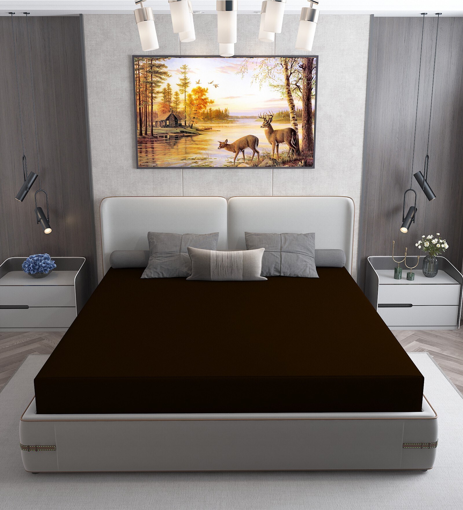 Cotts Wonder Waterproof Fitted Terry Cotton King Size (75x72) Mattress Protector In Coffee Colour