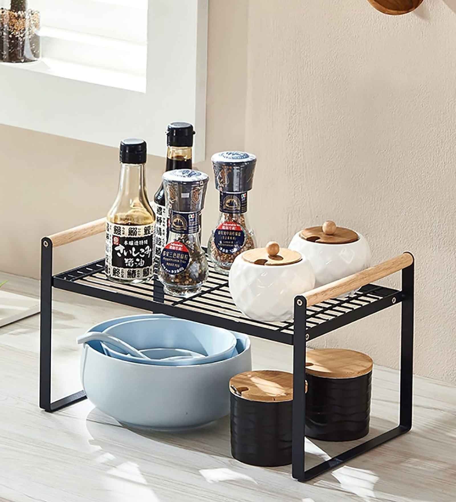 Black Carbon Steel Countertop Riser Table Kitchen Stand