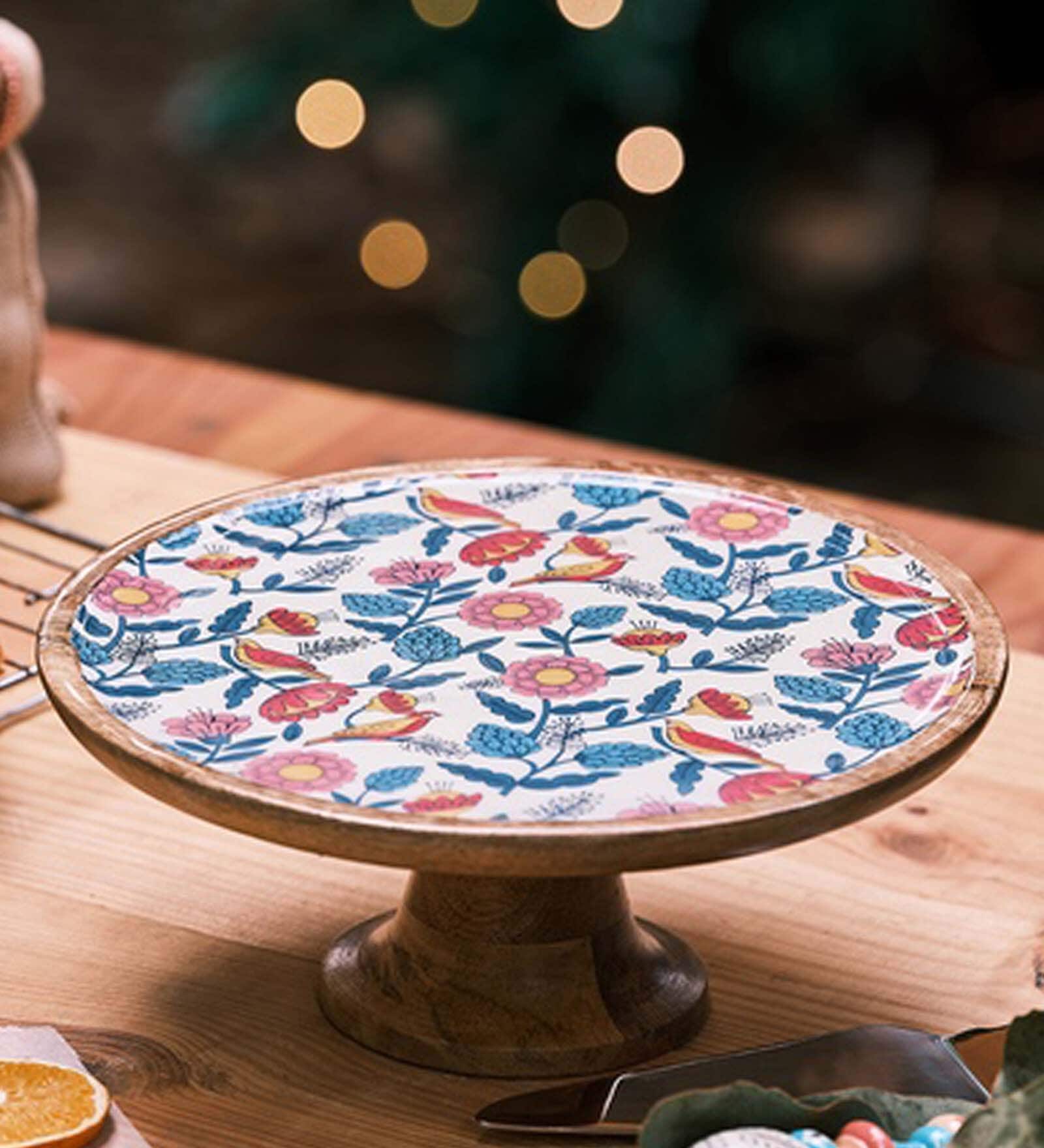 Country Multicolour MDF & Enamel Cake Stand
