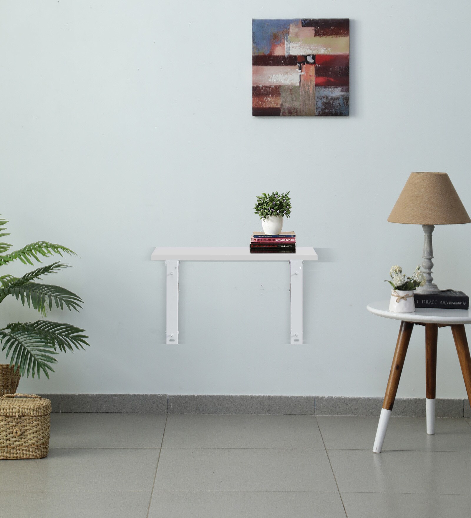 Couper Wall Mounted Study Table in Frosty White Finish
