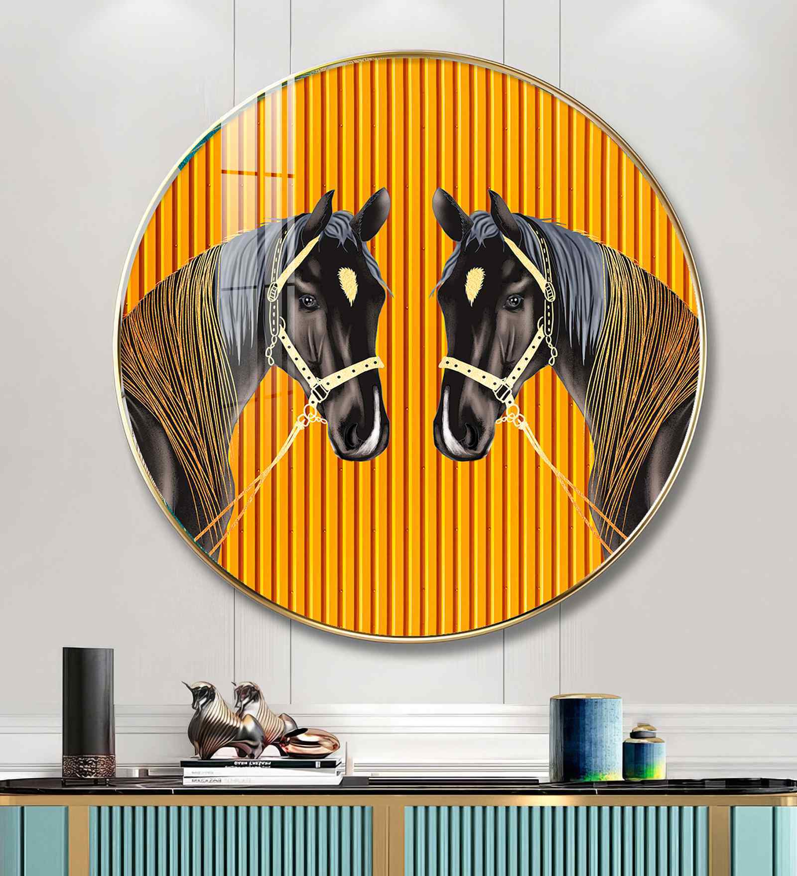Couple Horse Acrylic Round Wall Art
