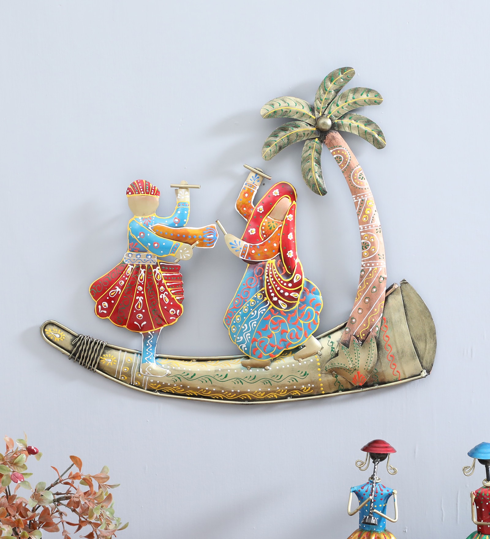 Couple Under Tree Multicolour Iron Wall Art Without LED
