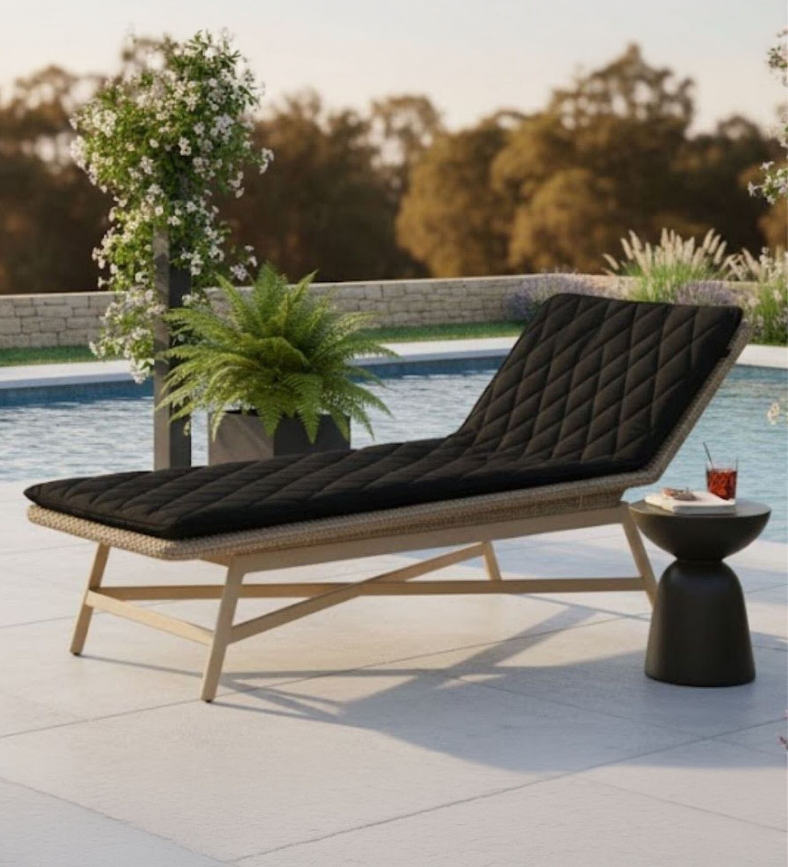 Cove Wicker Outdoor Lounger In Light Brown Colour
