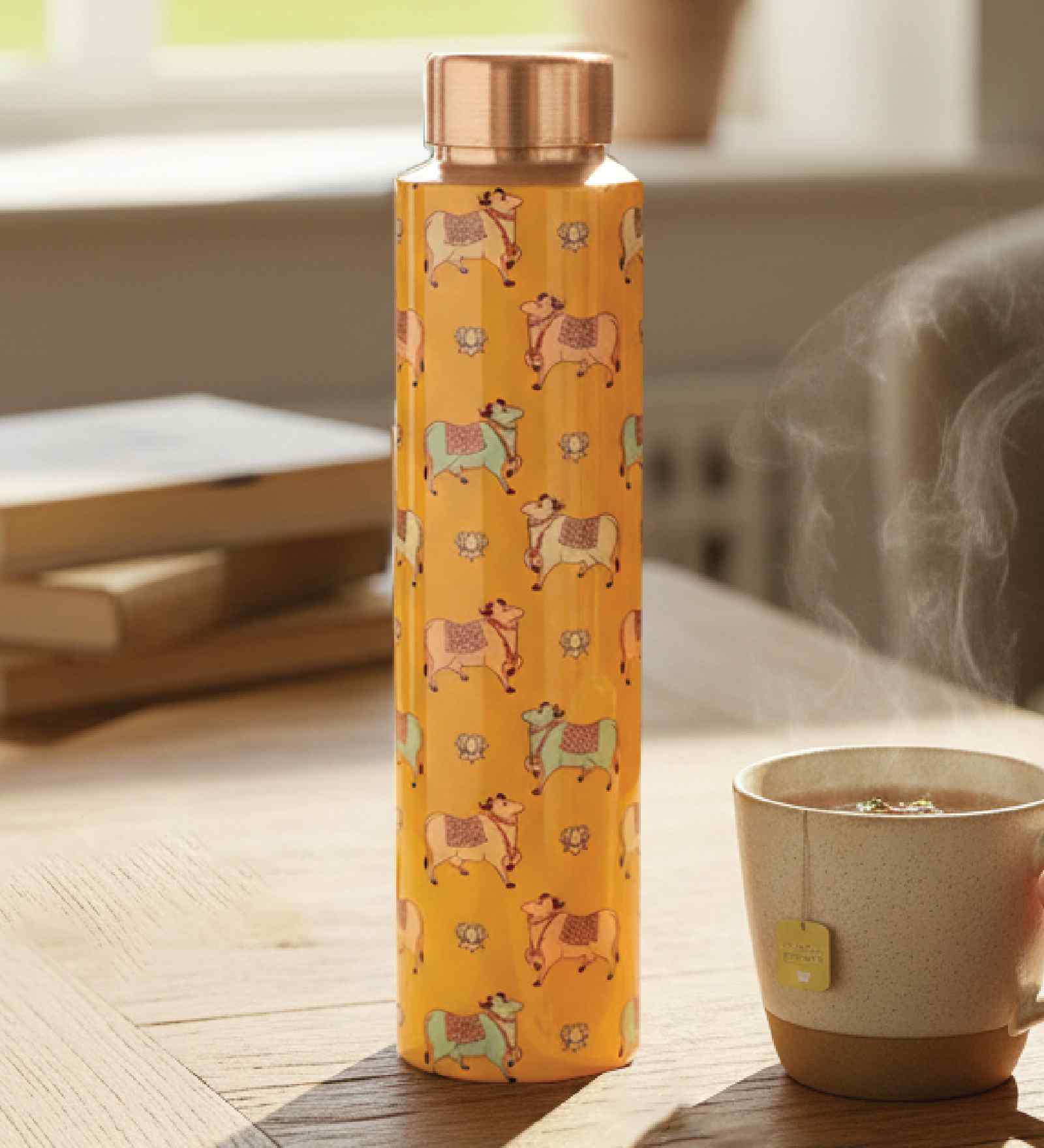 Cow Pattern 950ml Copper water Bottle