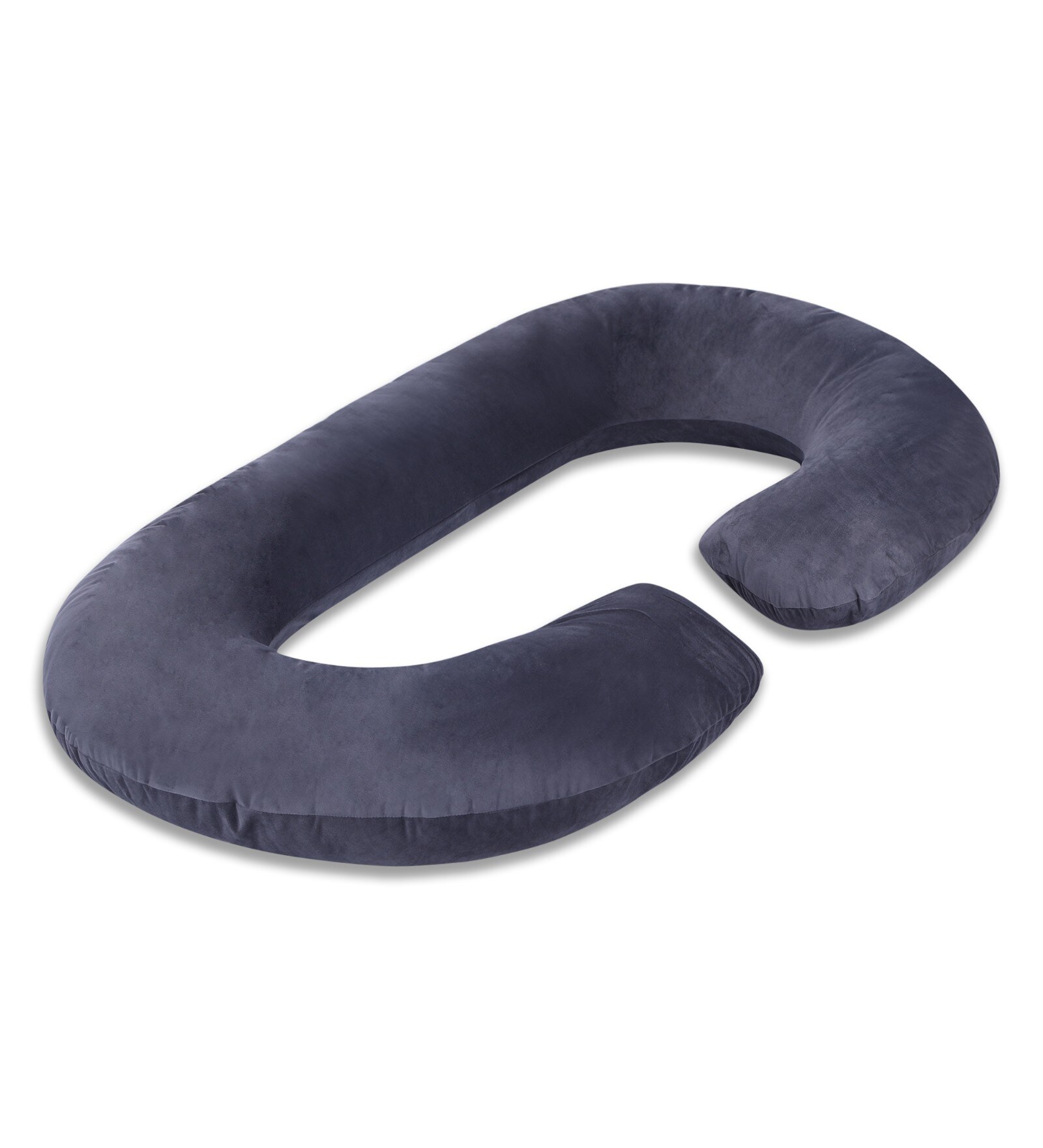Cozy C-Shape Velvet Mircrofibre Pregnancy Pillow With Detachable Zipper Pillow In Grey Colour
