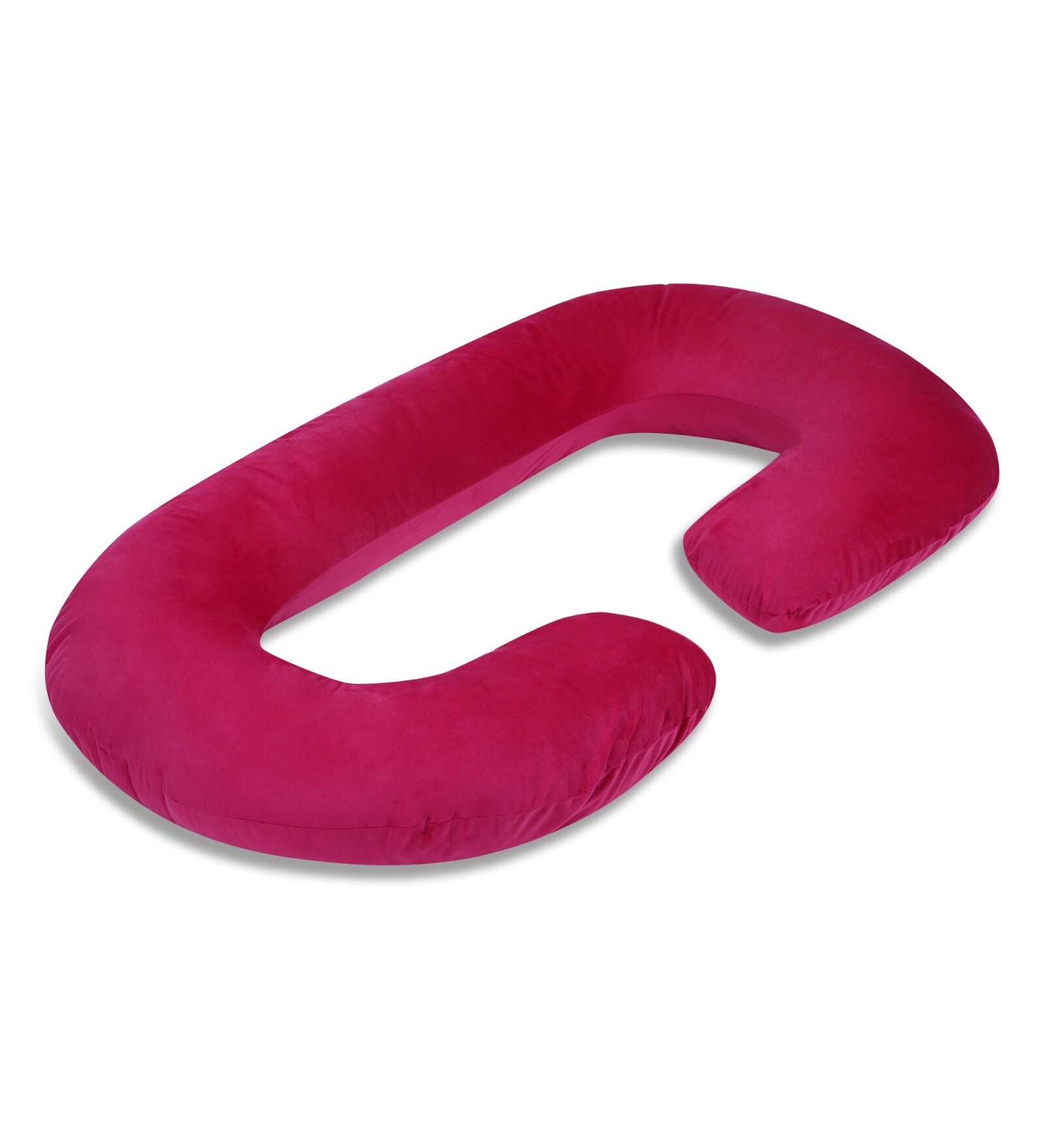 Cozy C-Shape Velvet Mircrofibre Pregnancy Pillow With Detachable Zipper Pillow In Pink Colour