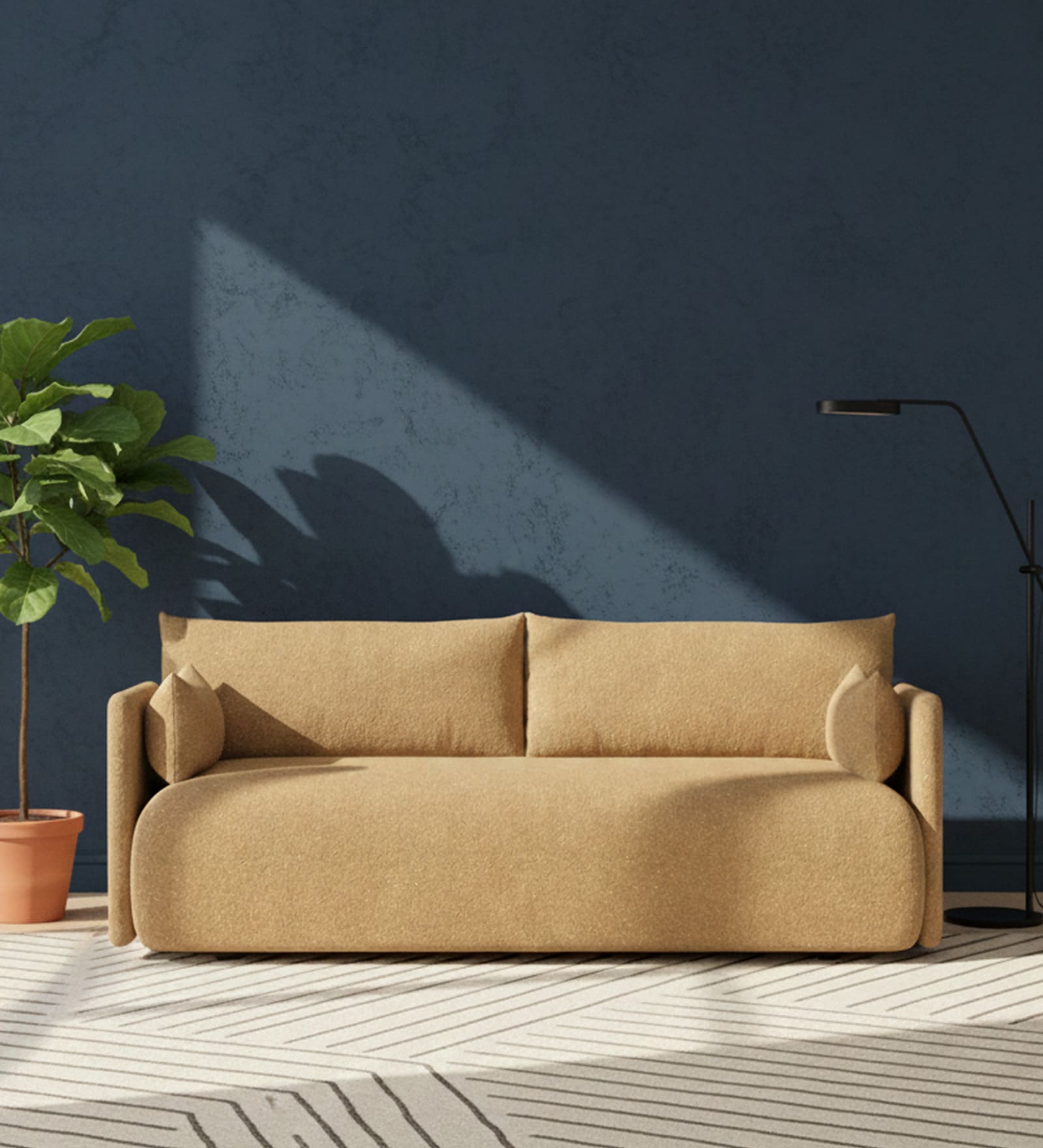 Cozy Chic Boucle 2 Seater Sofa In Mustard Colour Cozy Chic Boucle 2 Seater Sofa In Mustard Colour