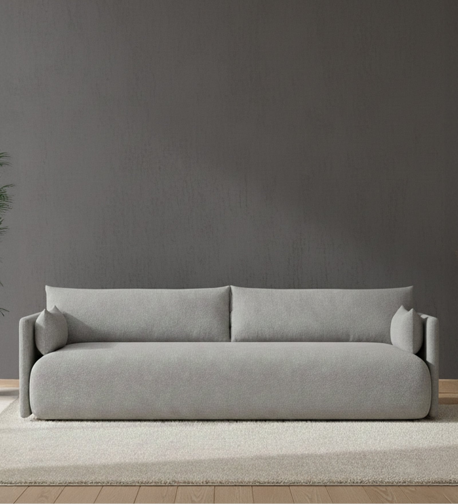 Cozy Chic Boucle 3 Seater Sofa In Grey Colour Cozy Chic Boucle 3 Seater Sofa In Grey Colour