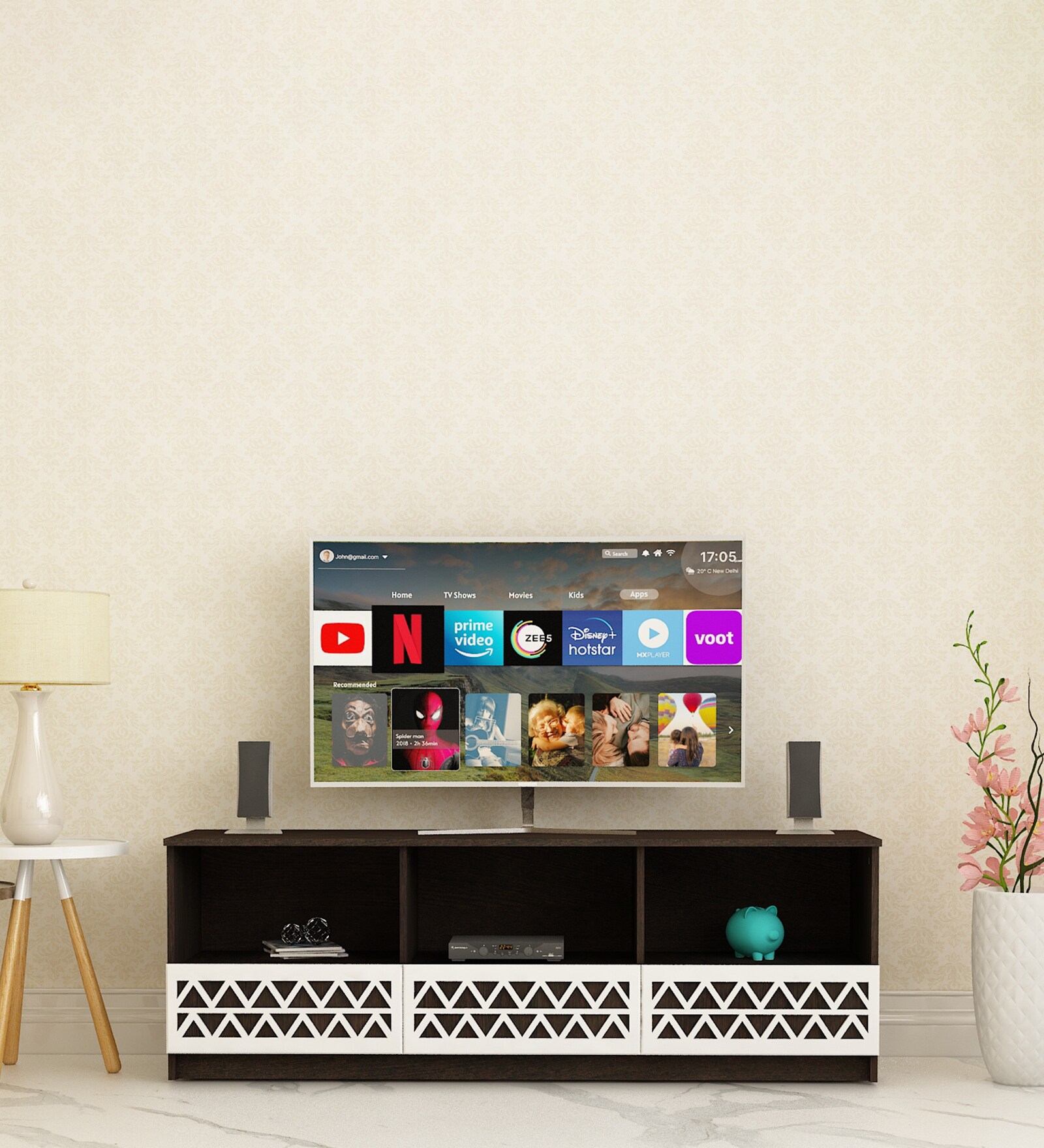 Cozy TV Console in Dark Wenge Finish With Storage For TV Upto 55"