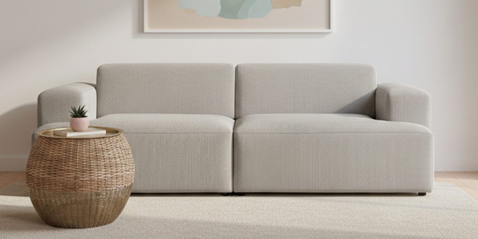 Comfort Haven Corduroy 2 Seater Sofa In Grey Color