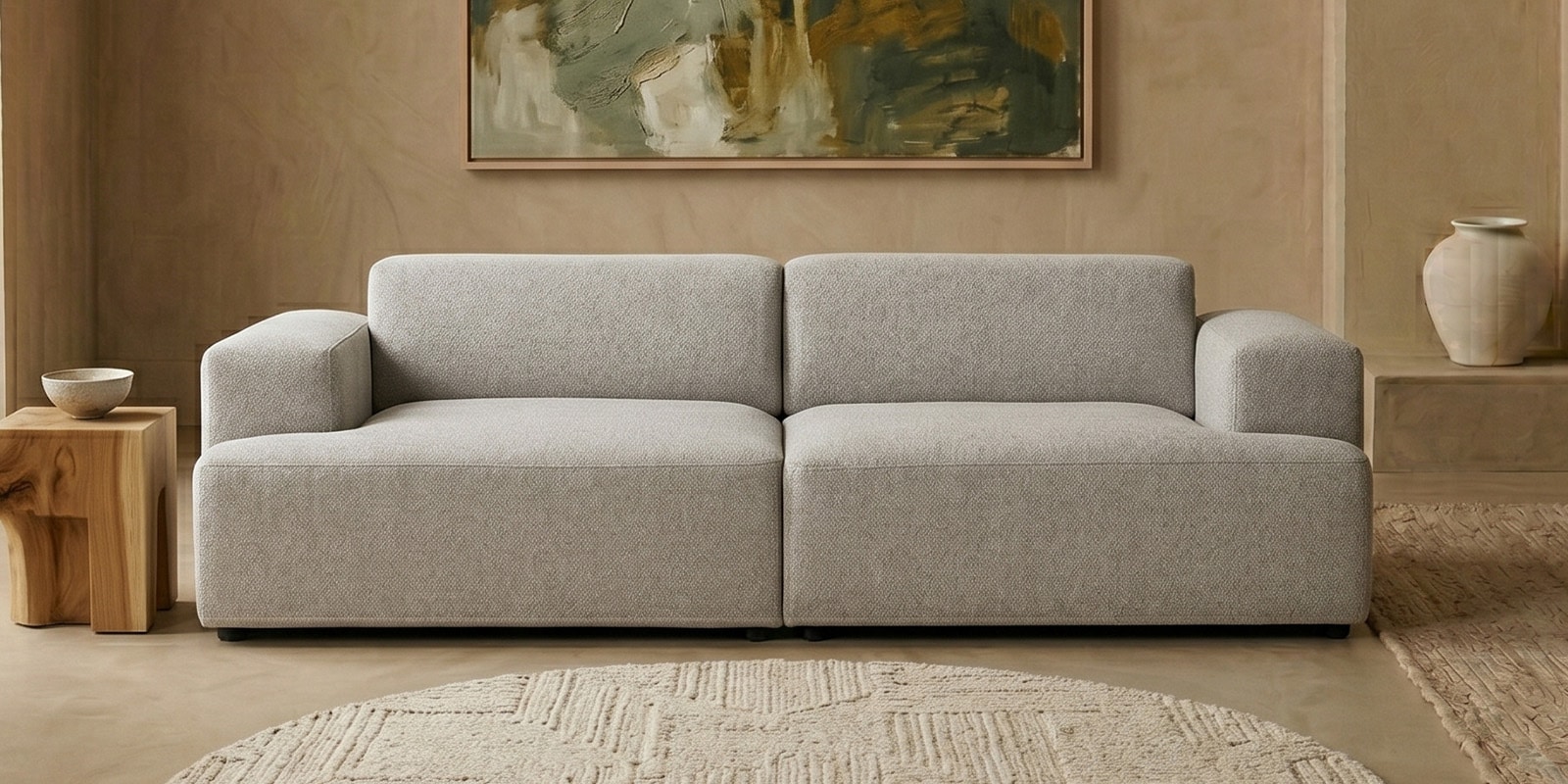 Comfort Haven Fabric 2 Seater Sofa In Grey Colour