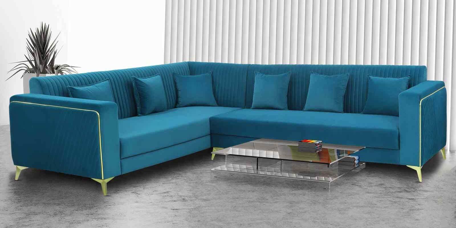 Comfy Couch LHS Sectional 6 Seater Sofa In Teal Green Color