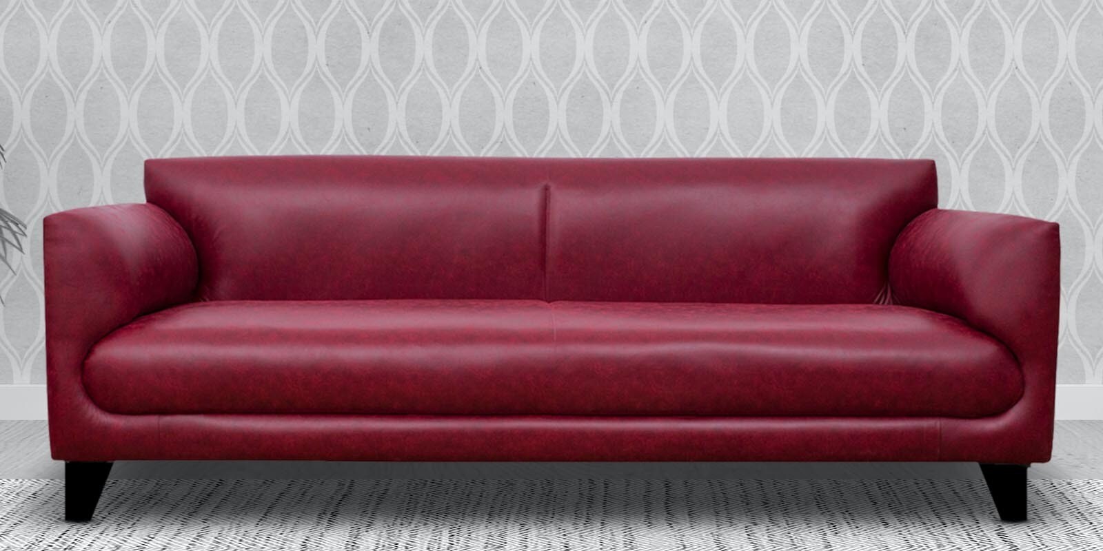 Convi Leatherette 3 Seater Sofa in Blood Maroon Colour