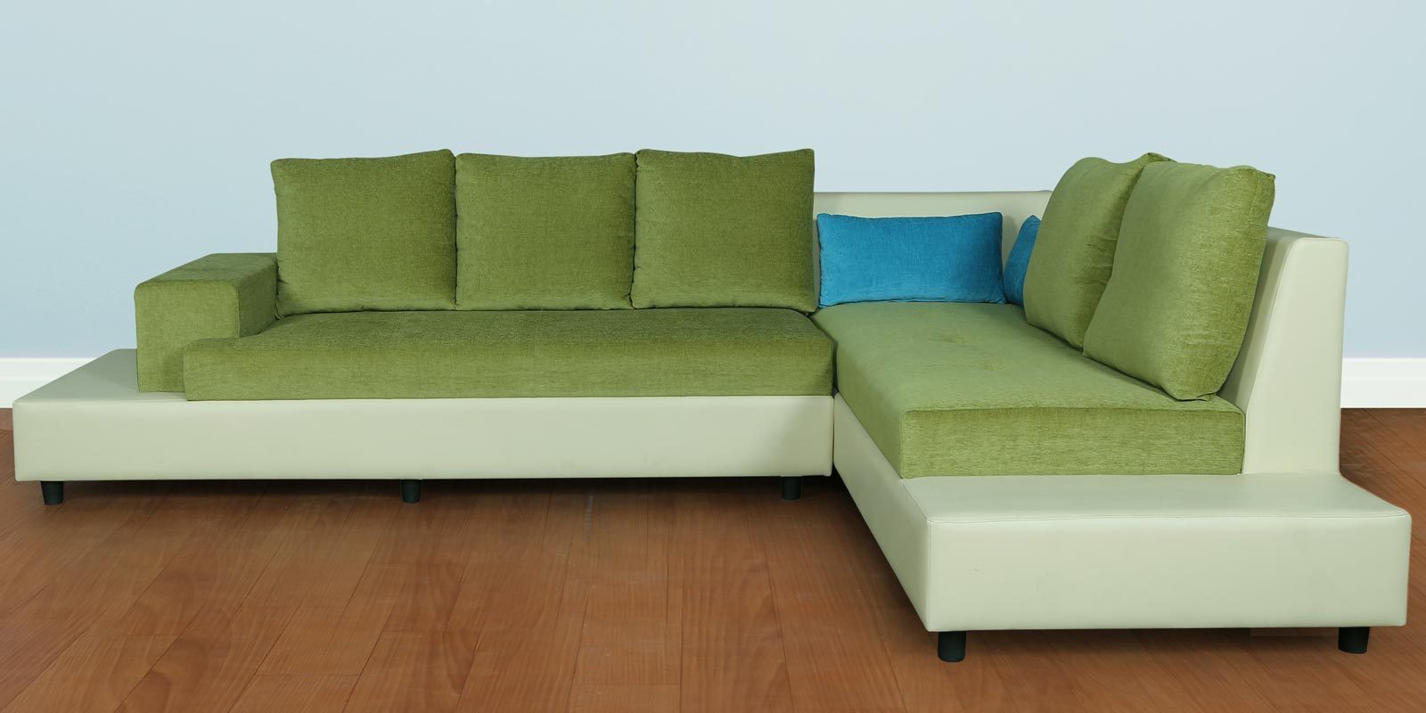 Buy Coral Sectional LHS Sofa in Beige & Lime Green Colour by Cloud 9
