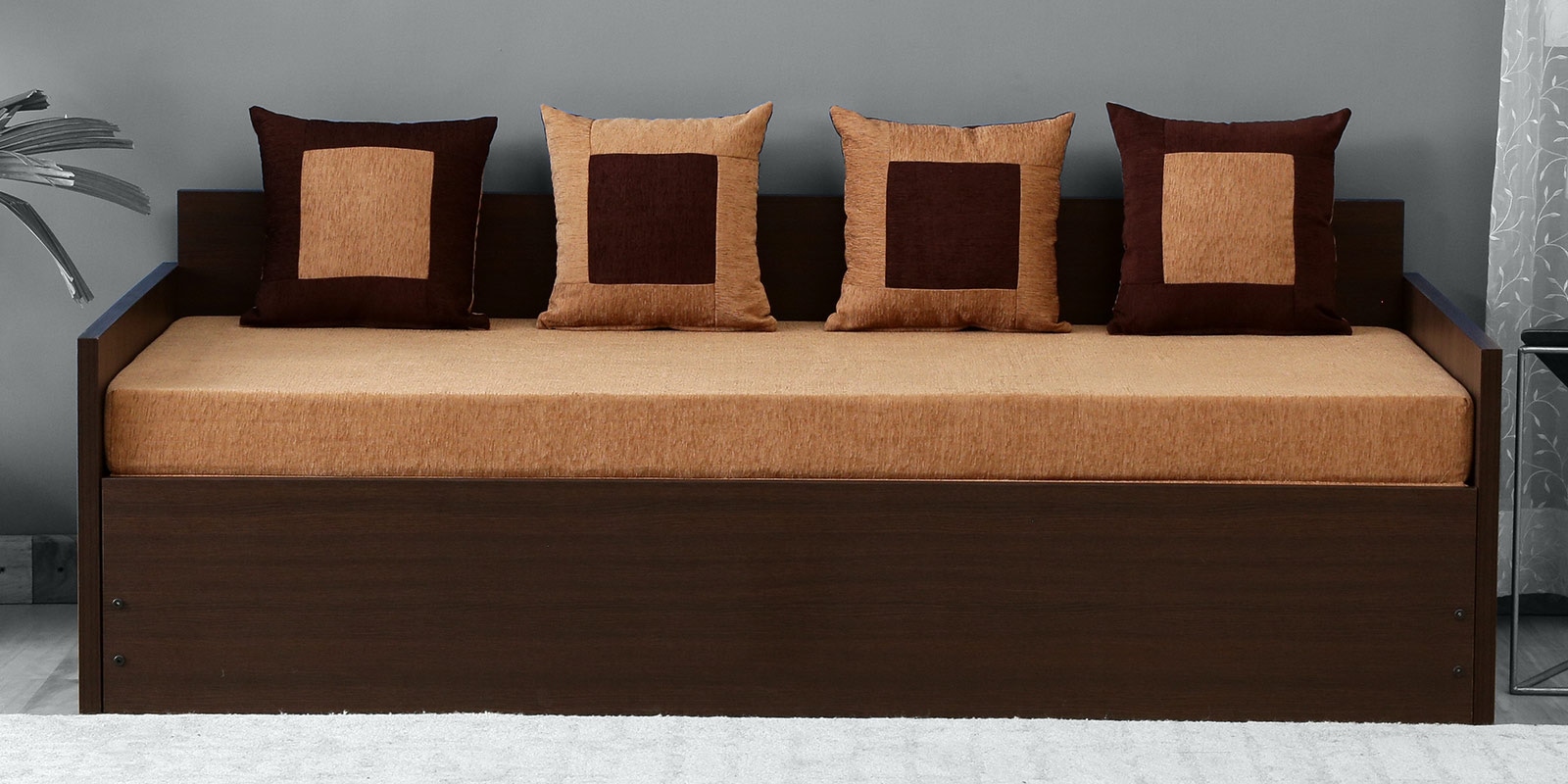 Buy Corby Sofa Cum Bed with Storage and Matress in Wenge Finish by