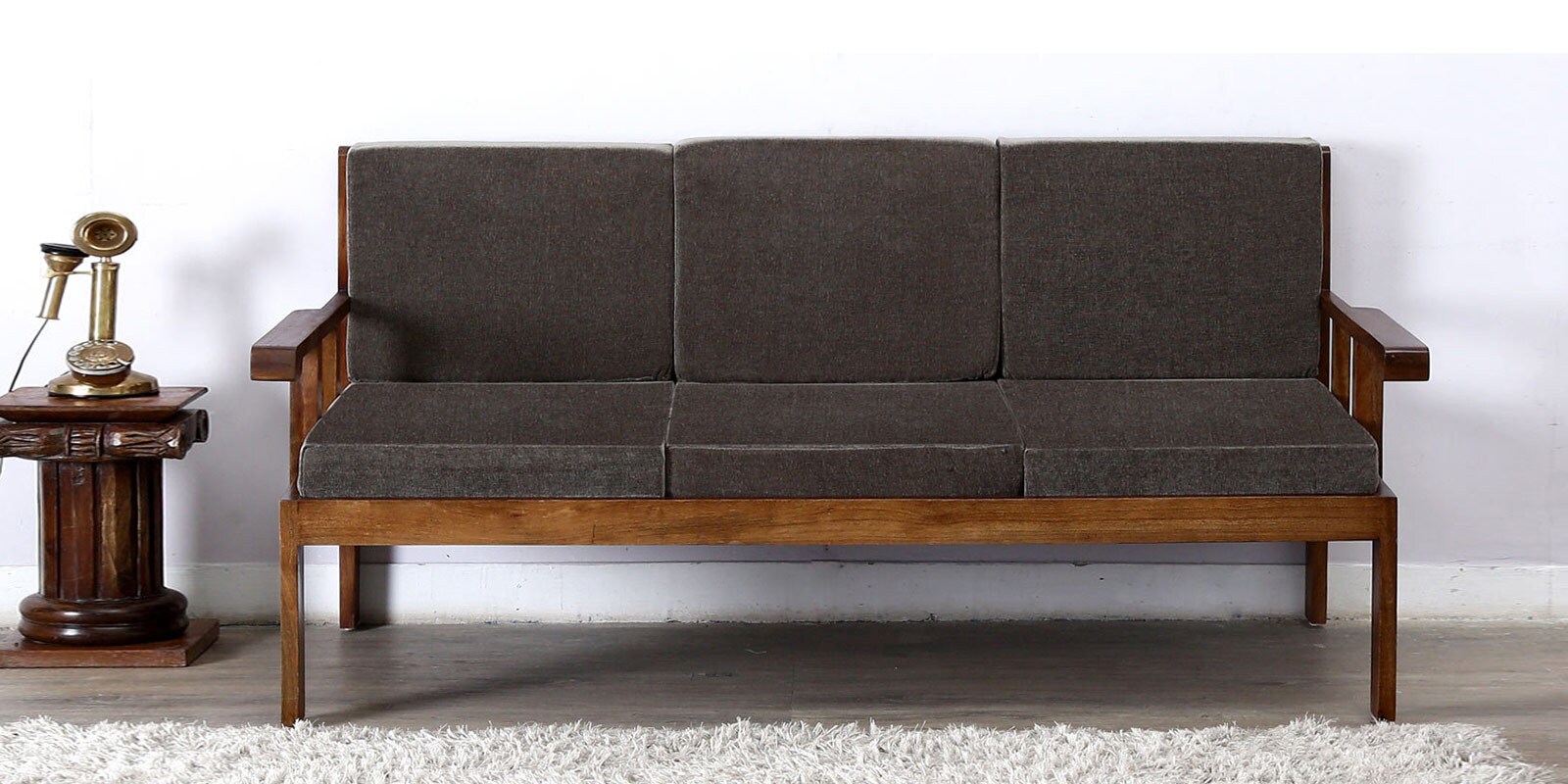 Buy Corvallis Three Seater Sofa in Provincial Teak Finish by Woodsworth