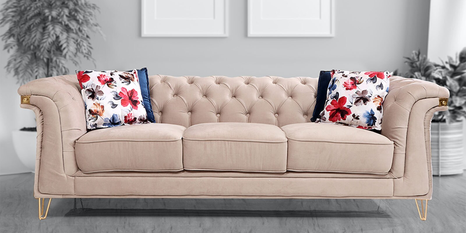 Cosmin Sofa 3 Seater in Beige Colour