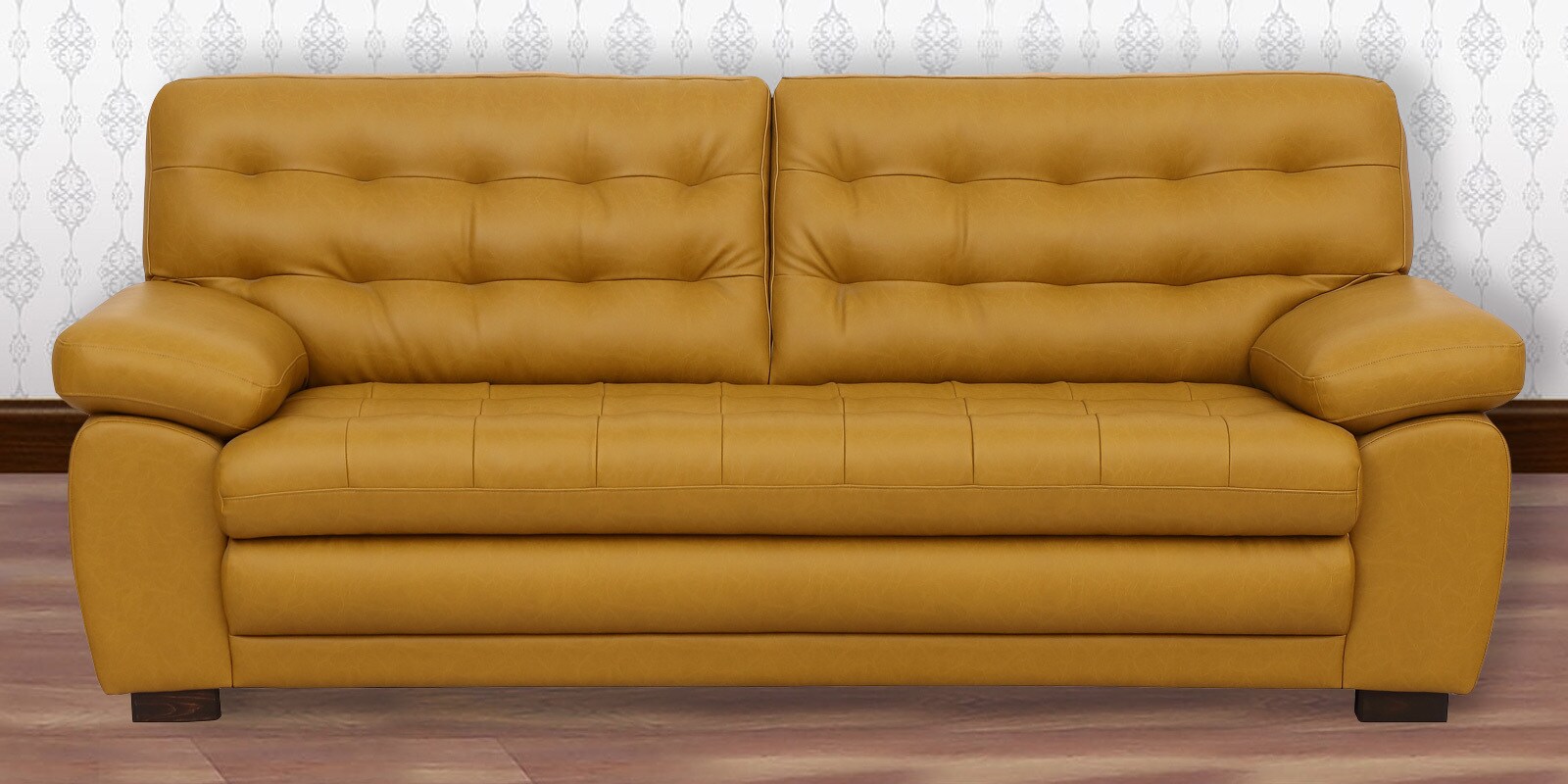 Buy Cosmos 3 Seater Sofa in Mustard Yellow Colour by SPNS Online Contemporary 3 Seater Sofas