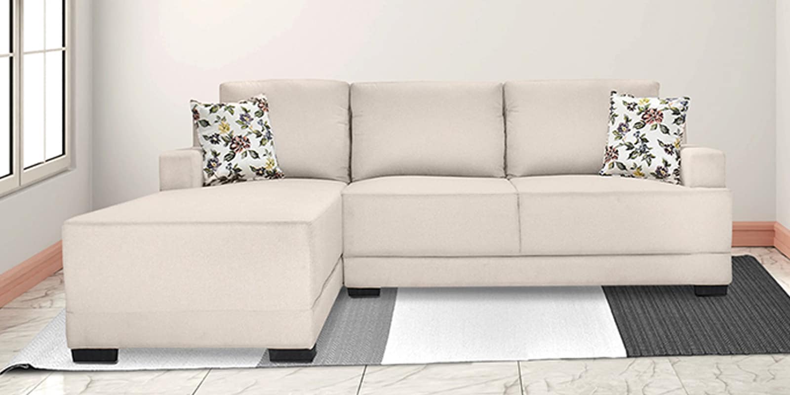 Cozy Fabric RHS Sofa in Beige Colour