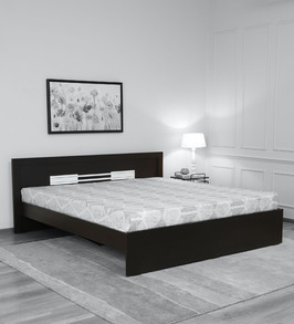 buy emika king size bed with storage two bedside tables in urban wallnut colour mintwud by pepperfry online modern king size beds beds furniture pepperfry product